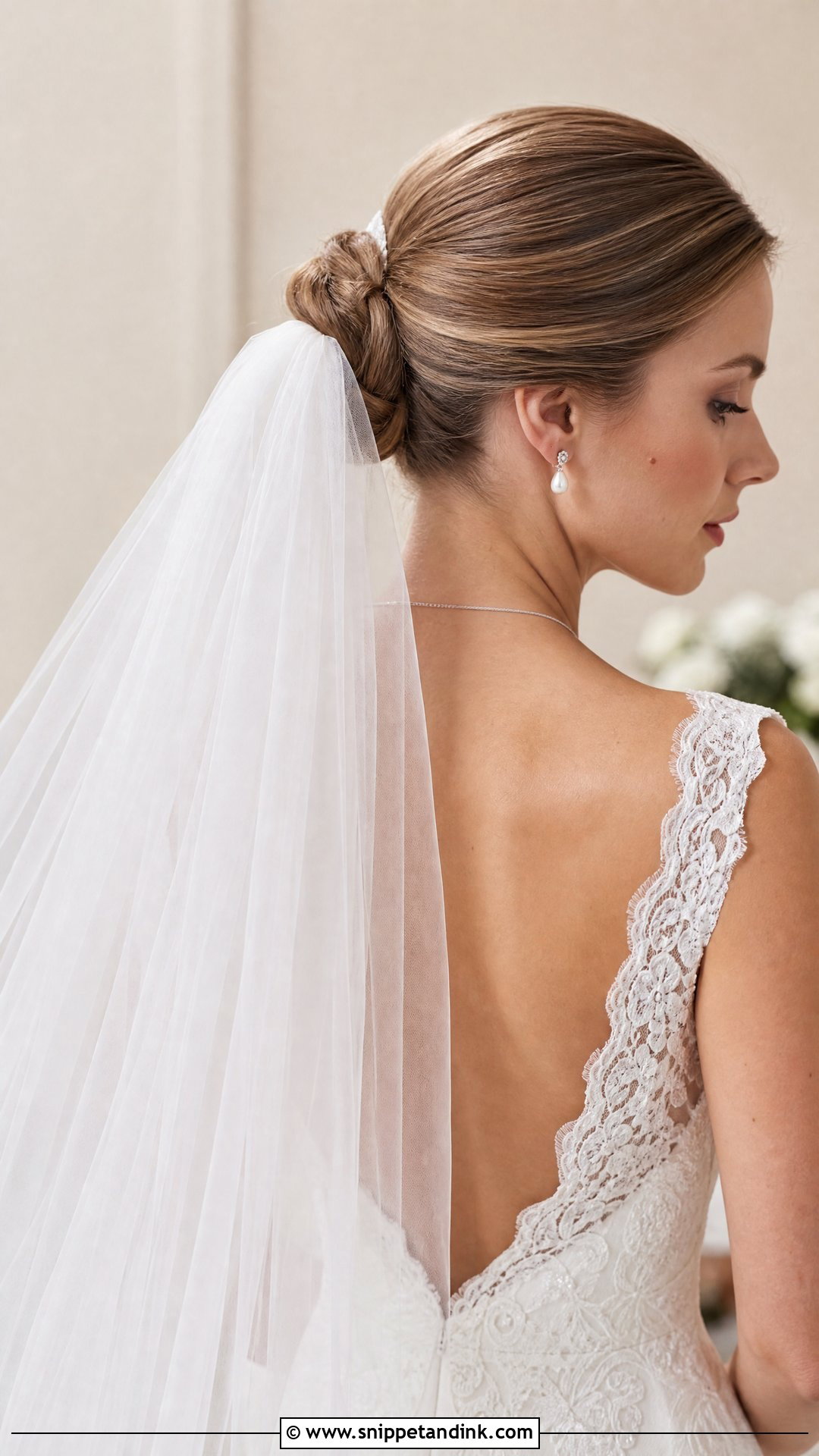 Sleek Bun With Veil - Snippet and Ink - 20 Slick Bun Wedding Ideas