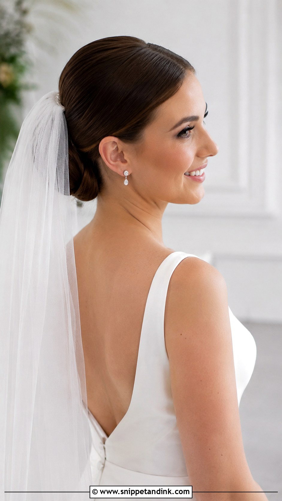 Sleek Bun With Veil Wedding Hair - Snippet and Ink - 20 Clean Wedding Hair Ideas