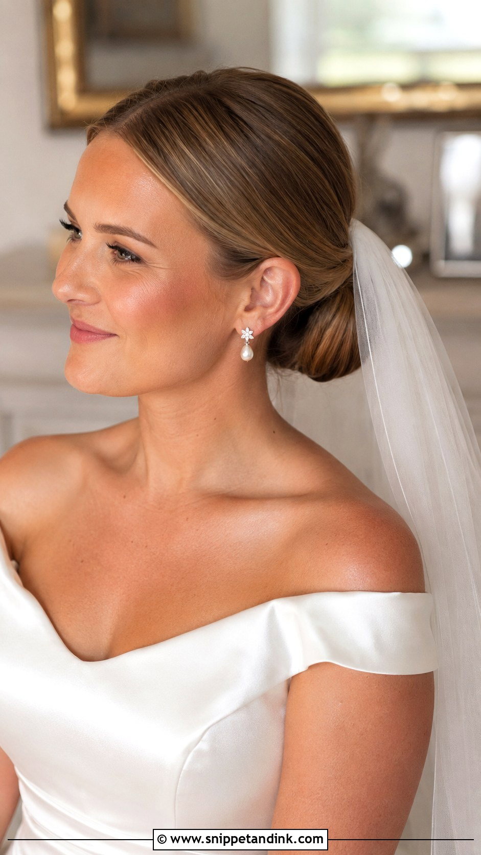 Sleek Bun With Veil Wedding Hair - Snippet and Ink - 15 Slick Wedding Hairstyles
