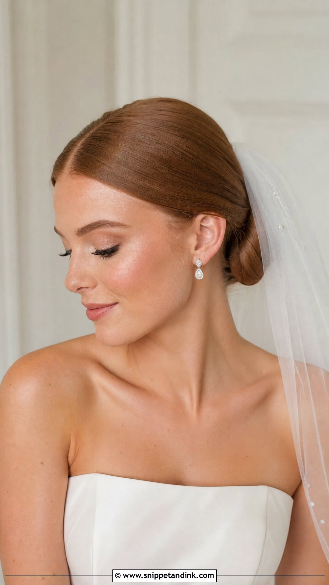 Sleek Bun With Veil Wedding Hairstyle - Snippet and Ink - 20 Sleek Hairstyles for Wedding