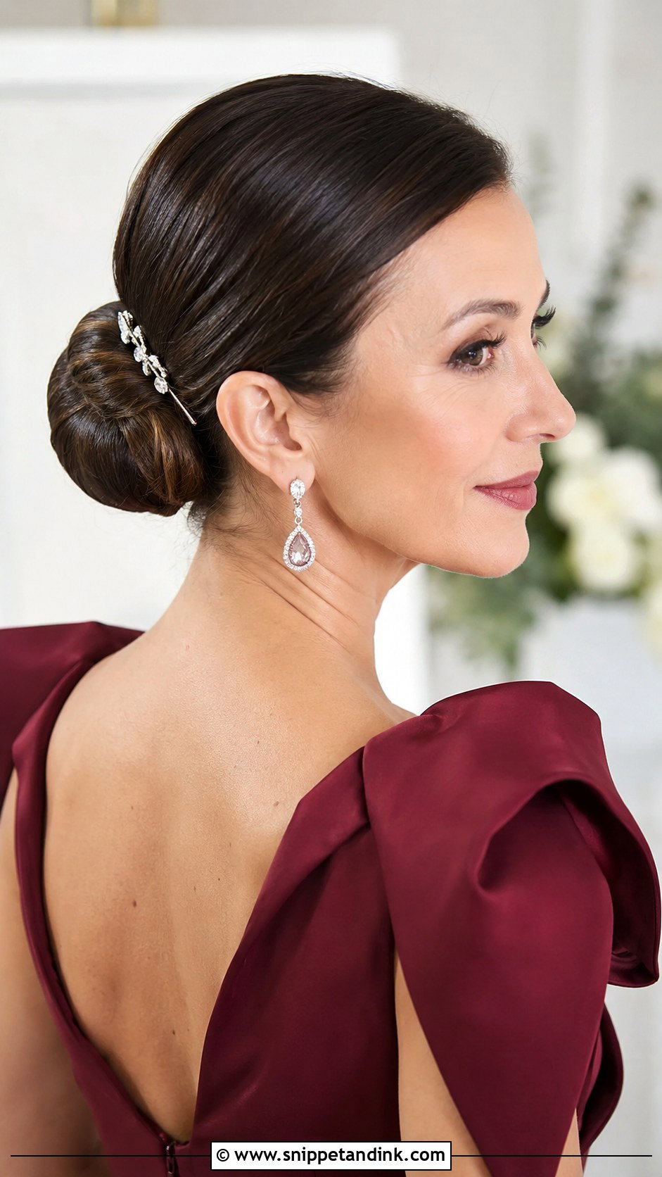 Sleek Bun for Mother of the Bride - Snippet and Ink - 25 Wedding Hair for Mother of the Bride Ideas
