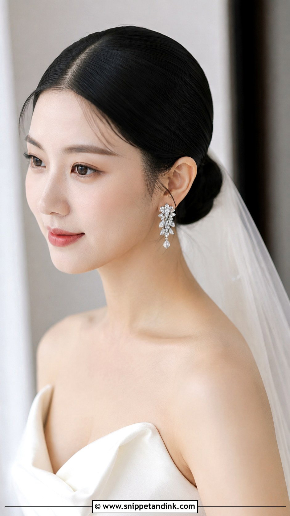 Sleek Bun with Center Part - Snippet and Ink - 30 Updo Hairstyles for Wedding
