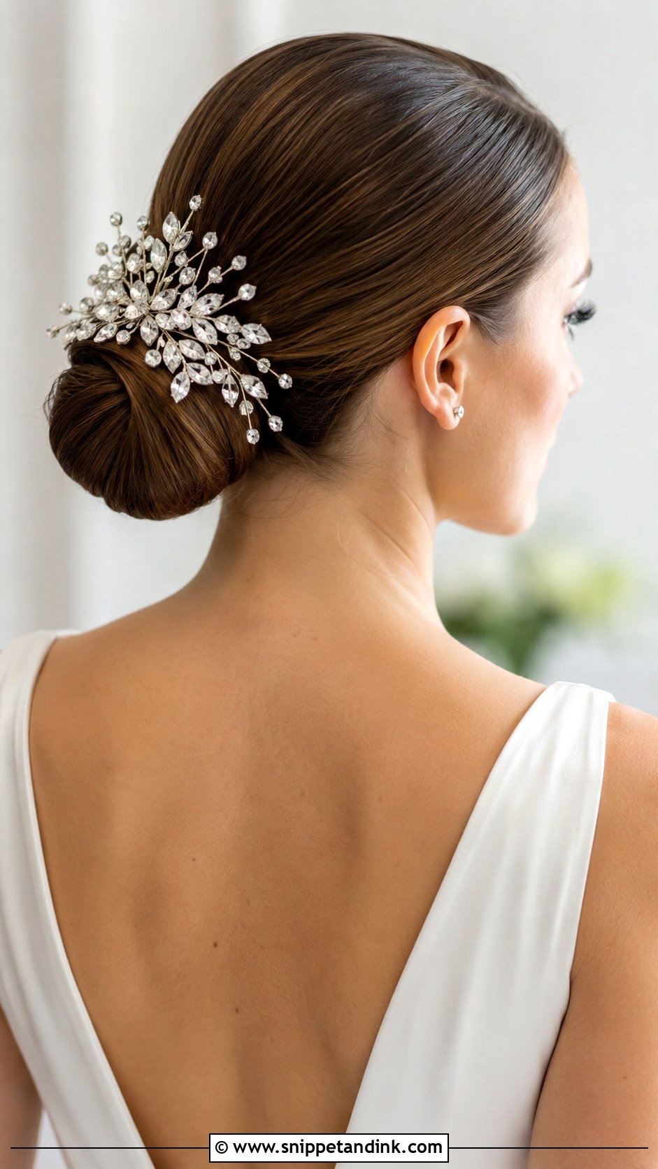 Sleek Bun with Statement Accessory - Snippet and Ink - 30 Wedding Hair Up Ideas