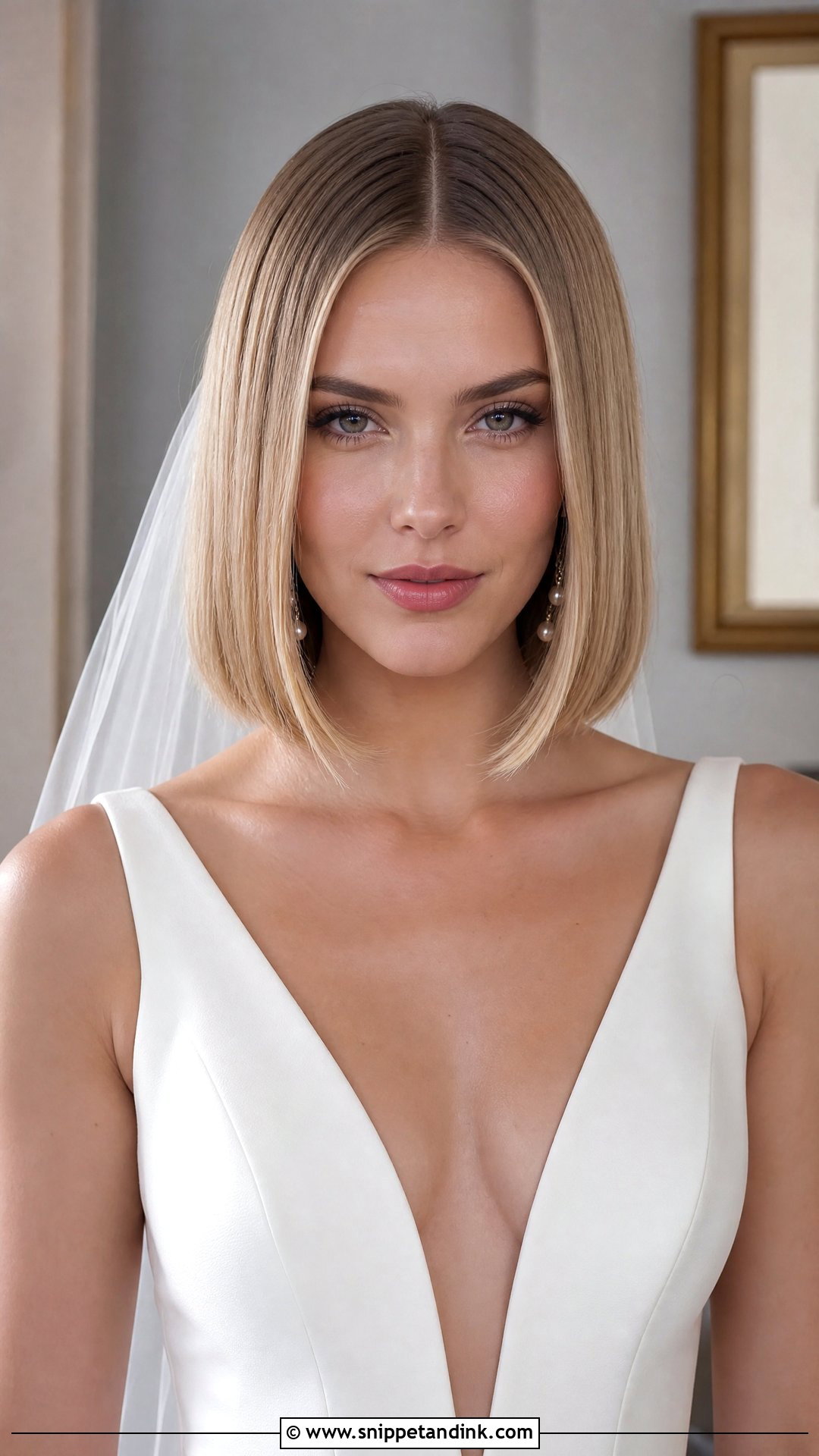 Sleek Center Part Bob - Snippet and Ink - 20 Wedding Hair Short Length Ideas