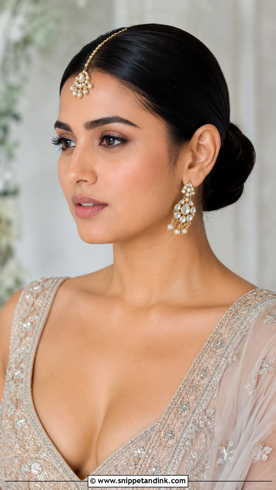 Sleek Center Part Bun - Snippet and Ink - 30 Indian Hairstyles for Weddings