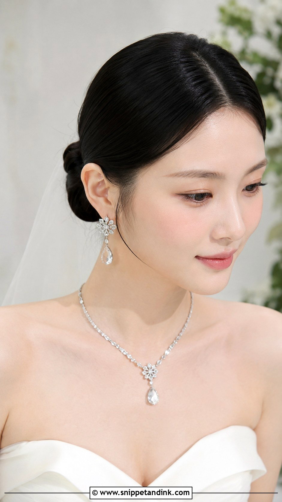 Sleek Center Part Bun - Snippet and Ink - 35 Bridal Updo Ideas