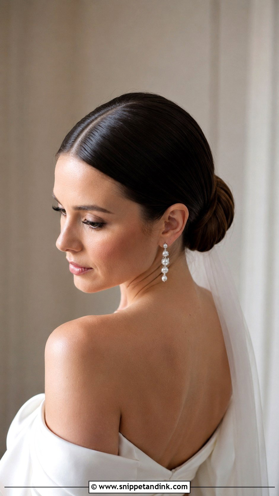 Sleek Center Part Bun - Snippet and Ink - 35 Simple Wedding Hairstyles