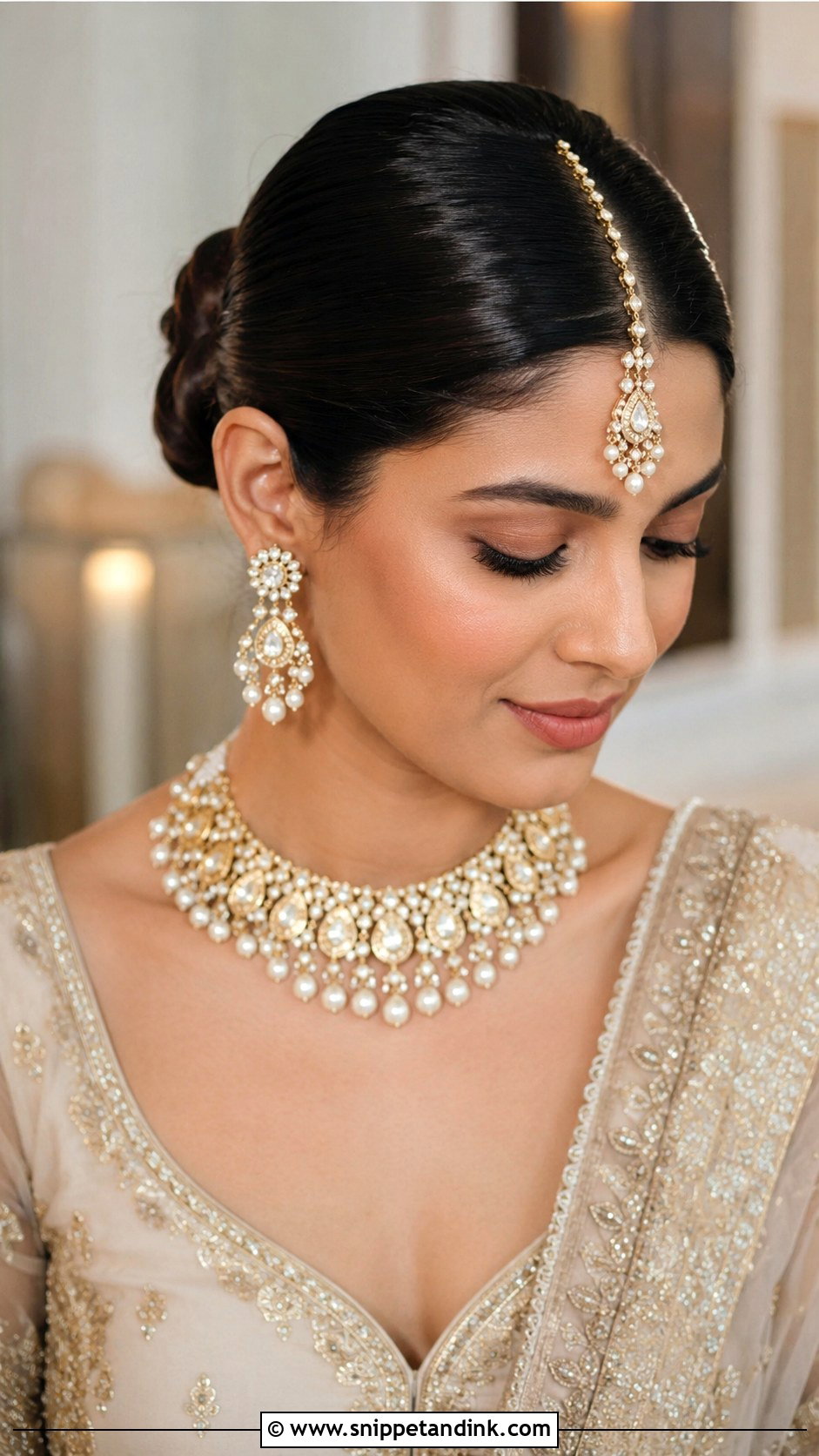 Sleek Center Part Bun - Snippet and Ink - 20 Desi Bride Hair Ideas
