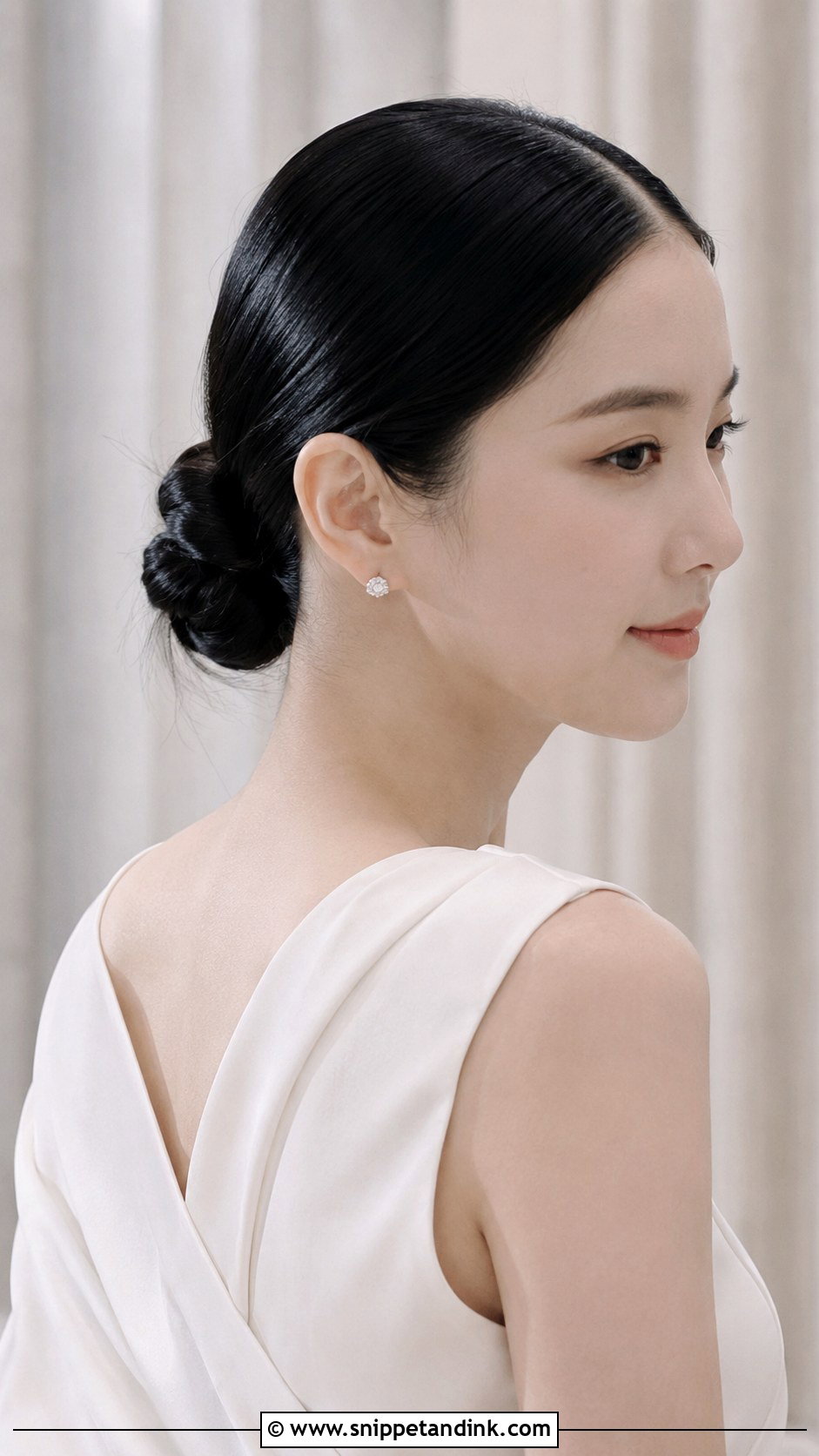 Sleek Center Part Bun - Snippet and Ink - 25 Asian Bridal Hair Ideas