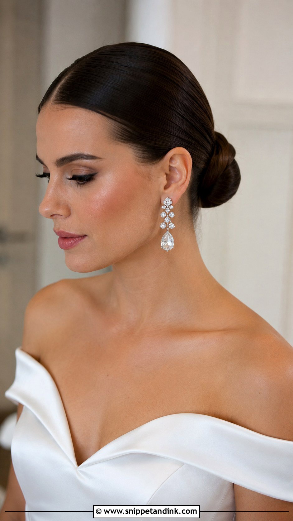 Sleek Center Part Bun - Snippet and Ink - 25 Hair Styles for Wedding Bride