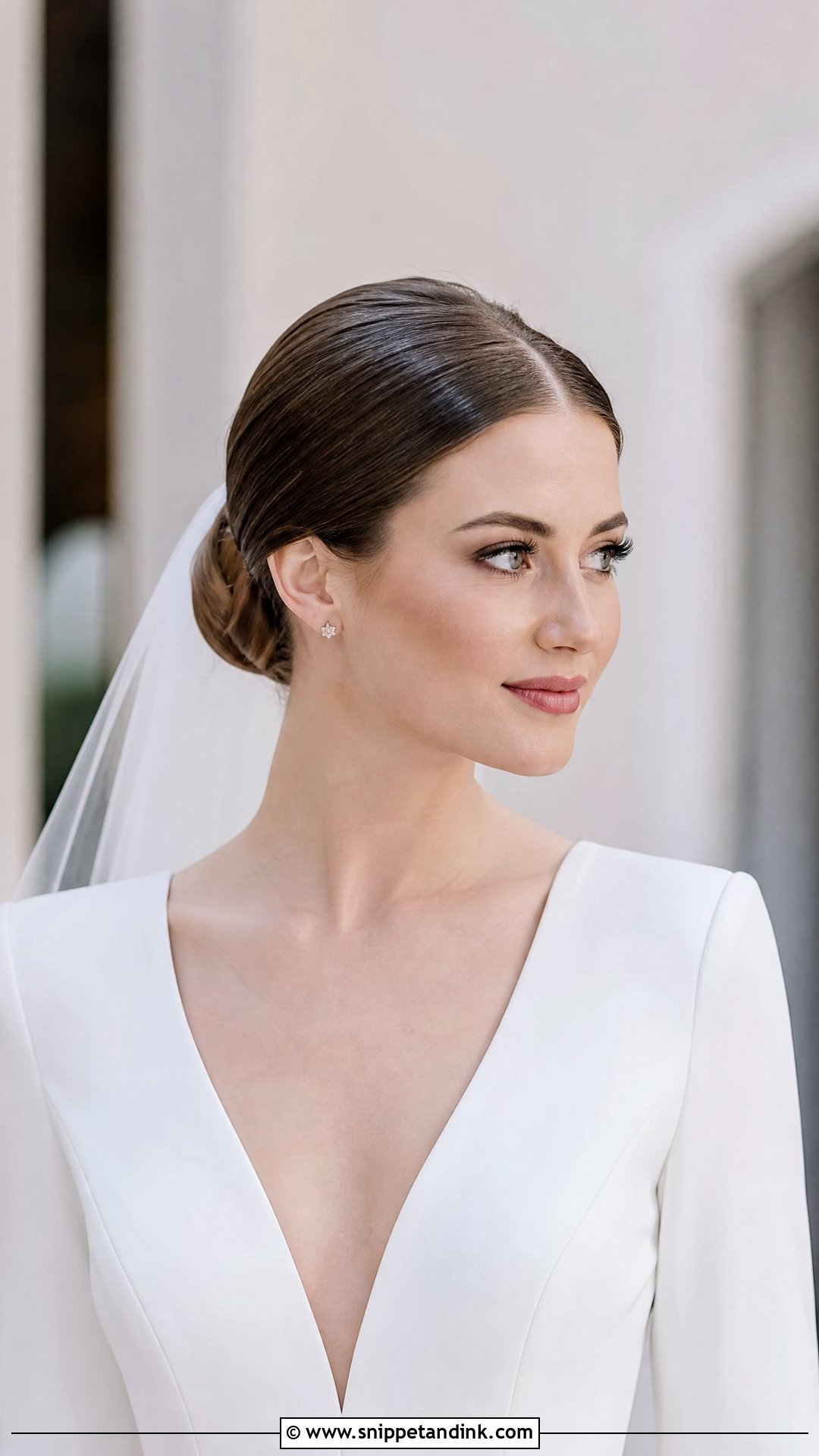 Sleek Center Part Bun Wedding Hairstyle - Snippet and Ink - 20 Sleek Hairstyles for Wedding
