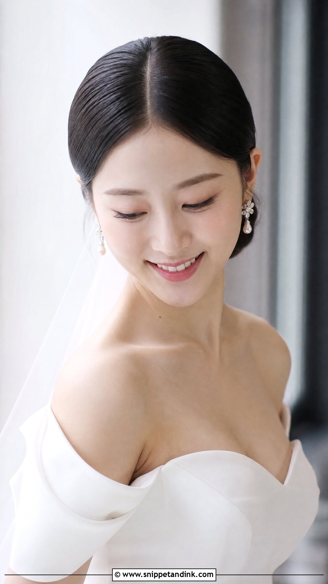 Sleek Center Part Bun for Brunettes - Snippet and Ink - 20 Dark Hair Wedding Hairstyles Brides