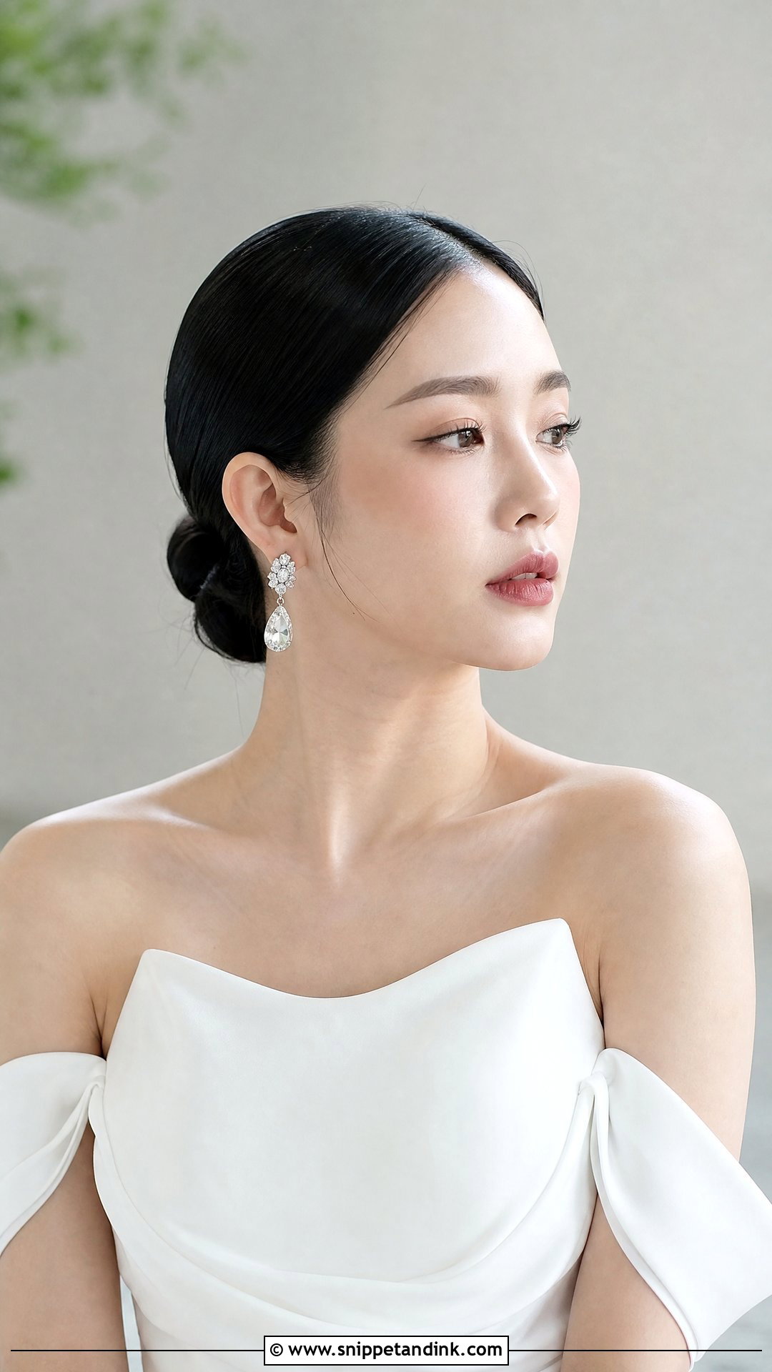 Sleek Center Part Low Bun - Snippet and Ink - 25 Bridal Hair Bun Ideas