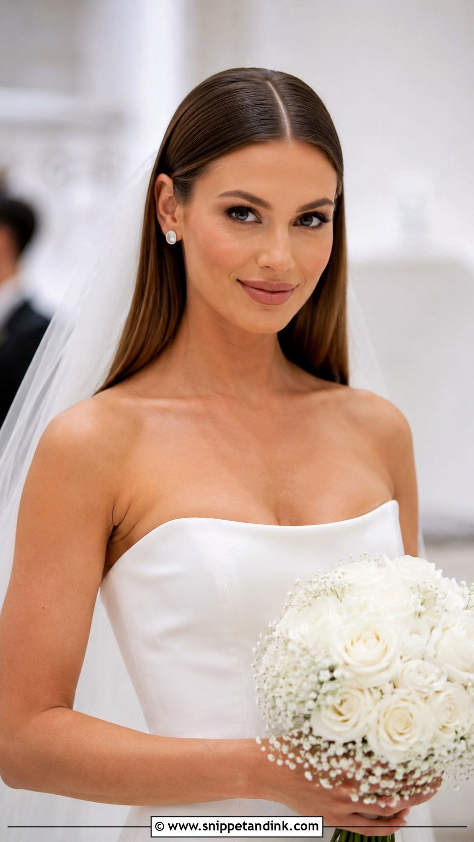 Sleek Center Part Straight Hair - Snippet and Ink - 25 Long Straight Hairstyles for Wedding