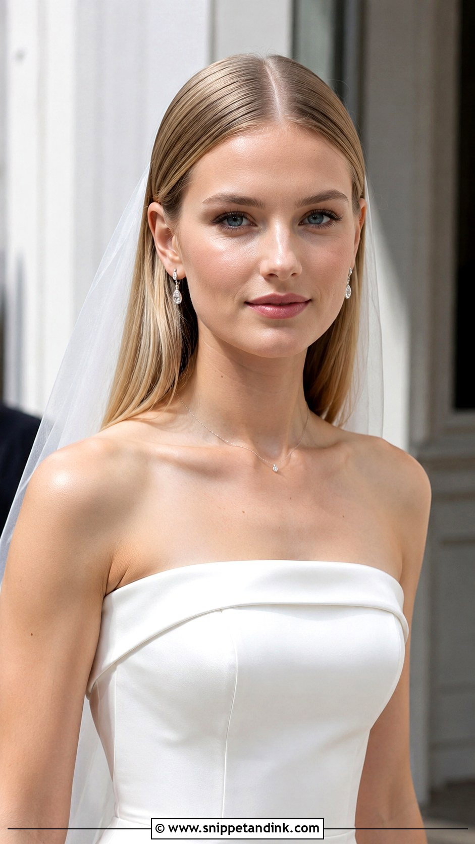 Sleek Center Part Style - Snippet and Ink - 20 Easy Bridal Hair Ideas