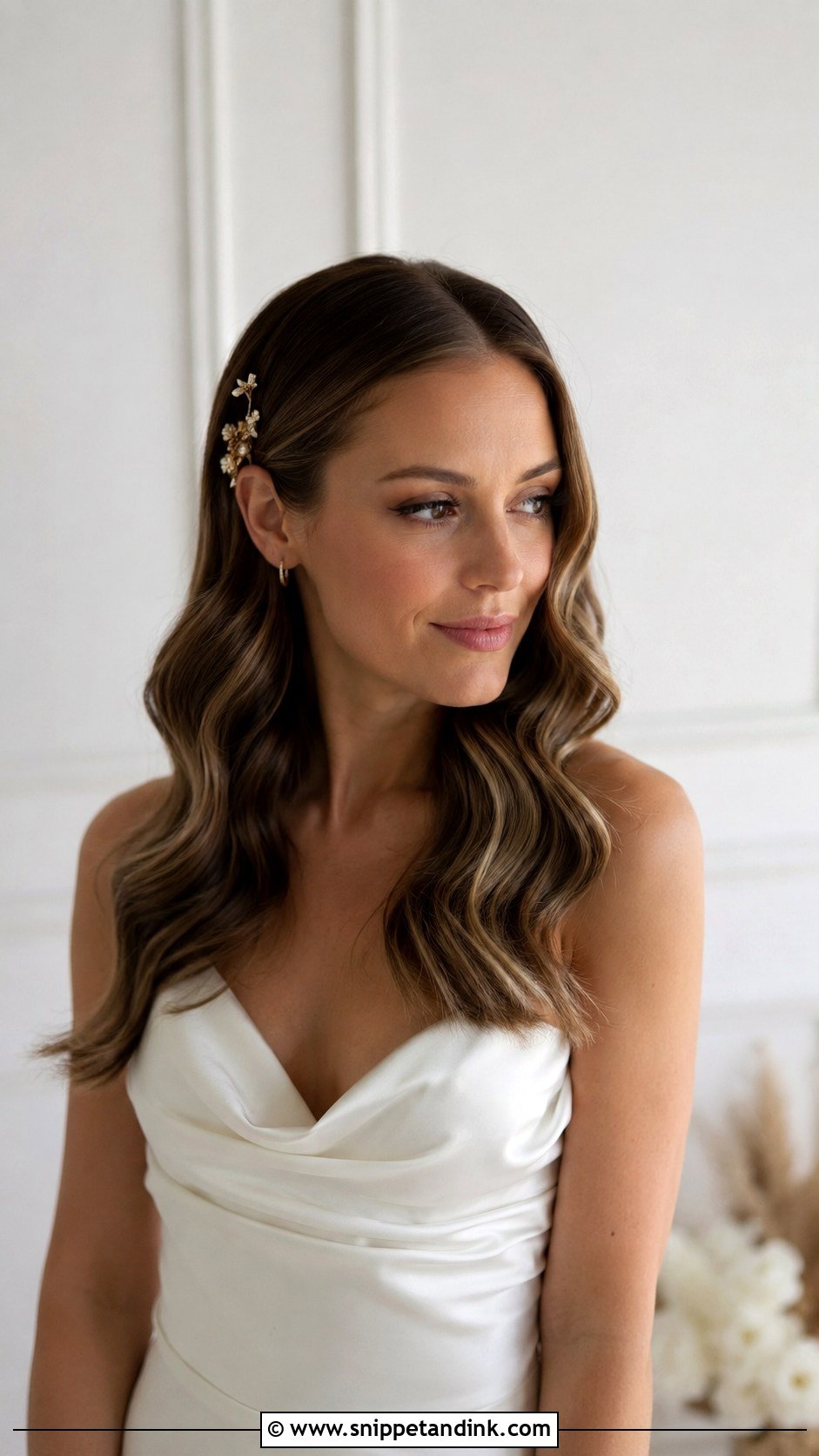 Sleek Center Part Waves - Snippet and Ink - 20 Mamma Mia Wedding Hair Ideas