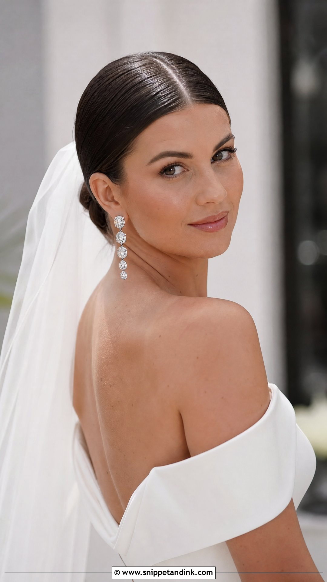 Sleek Center Part Wedding Hair for Medium Length - Snippet and Ink - 20 Wedding Hair for Medium Length Ideas