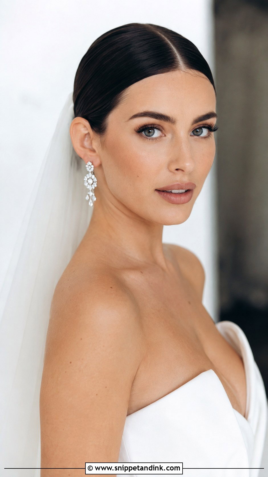 Sleek Center Part Wedding Hairstyle - Snippet and Ink - 25 Bride Wedding Hairstyle Ideas
