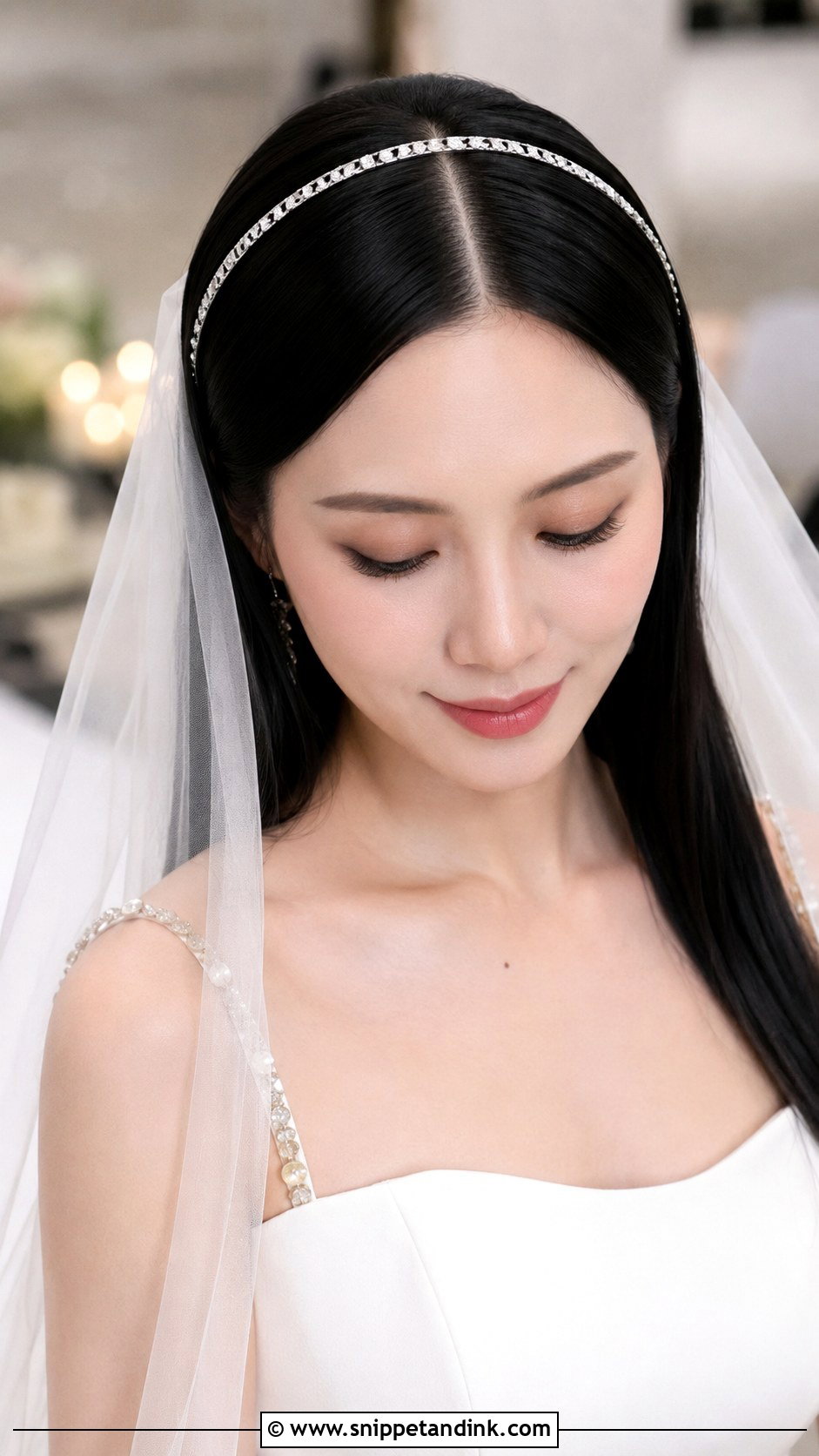 Sleek Center Part With Straight Hair - Snippet and Ink - 25 Edgy Wedding Hairstyles