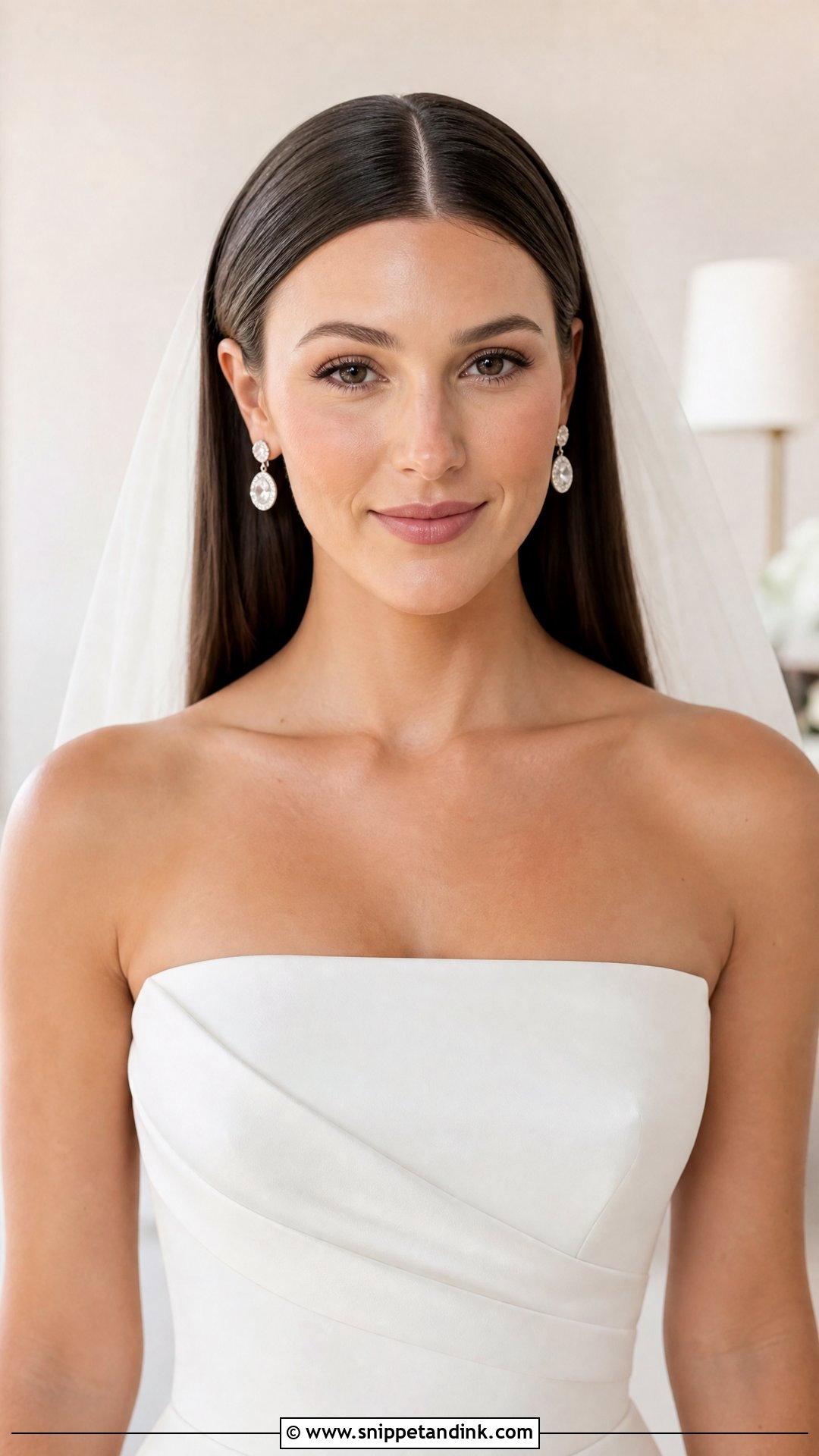 Sleek Center Part With Straight Hair - Snippet and Ink - 20 Wedding Hair Front Ideas