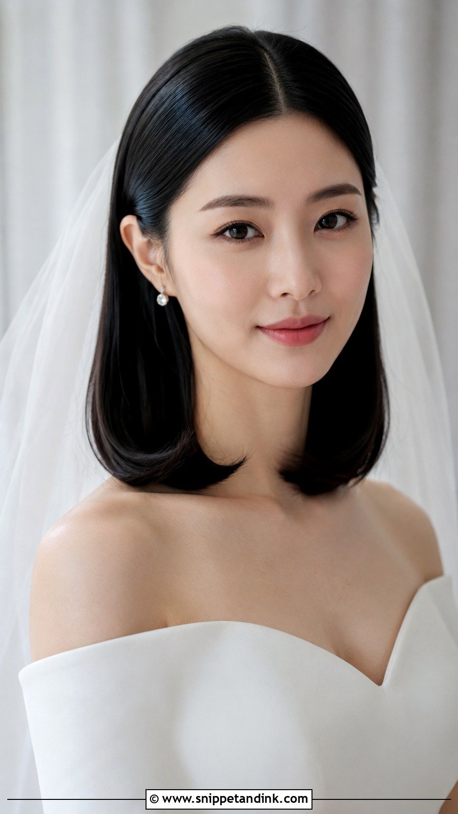 Sleek Center Part With Tucked Ends - Snippet and Ink - 25 Hairstyles for Medium Length Hair for Wedding