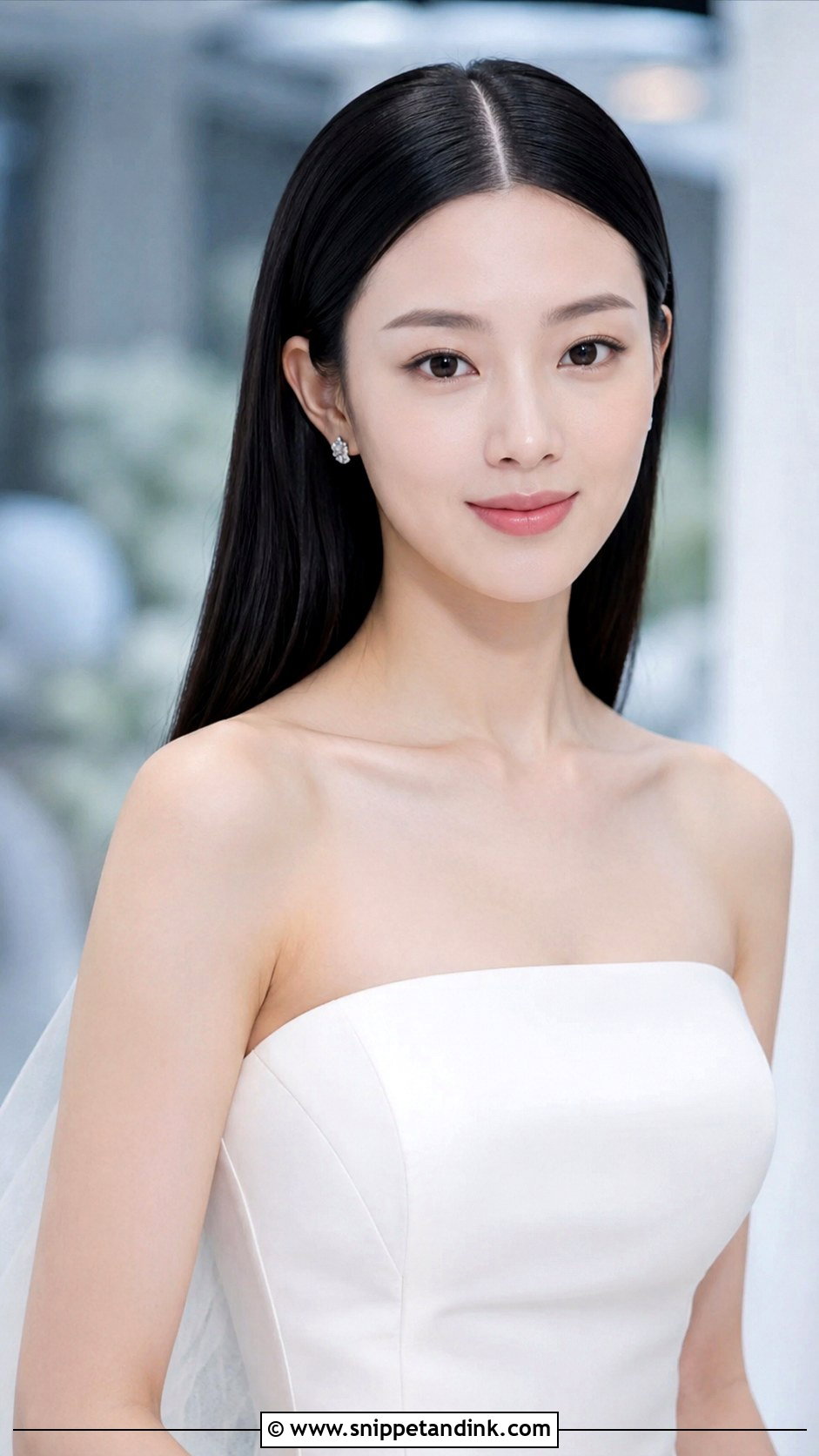 Sleek Center Part with Straight Hair - Snippet and Ink - 30 Classy Wedding Hair Down Ideas