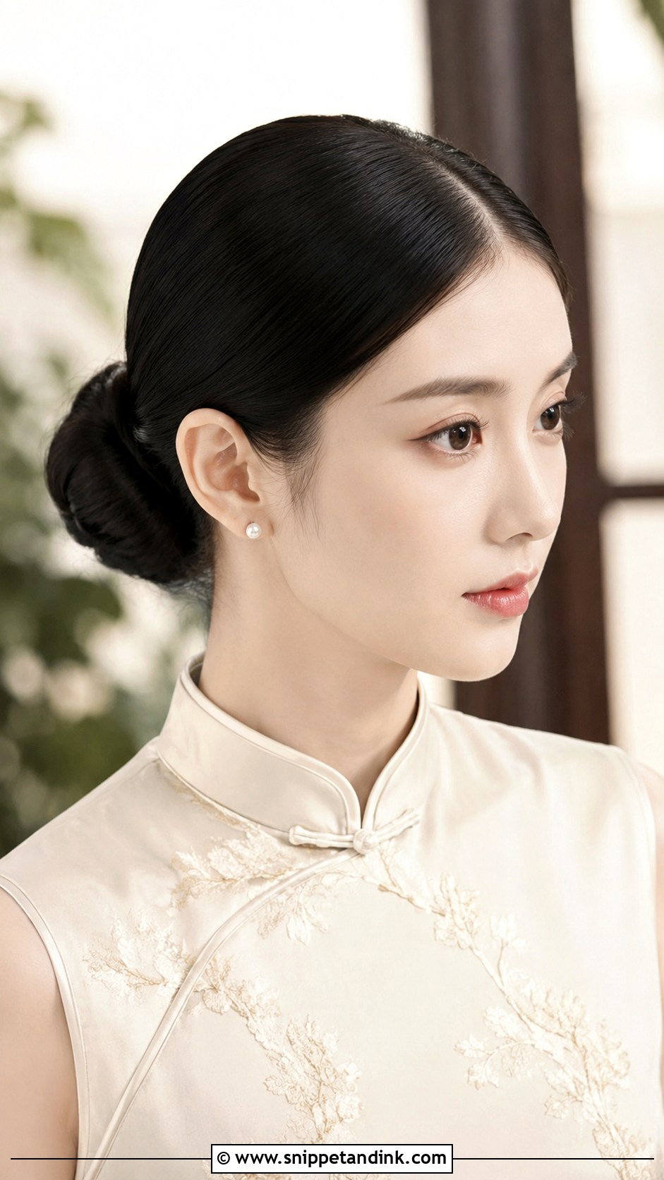 Sleek Center Parted Bun - Snippet and Ink - 25 Asian Wedding Hair Ideas