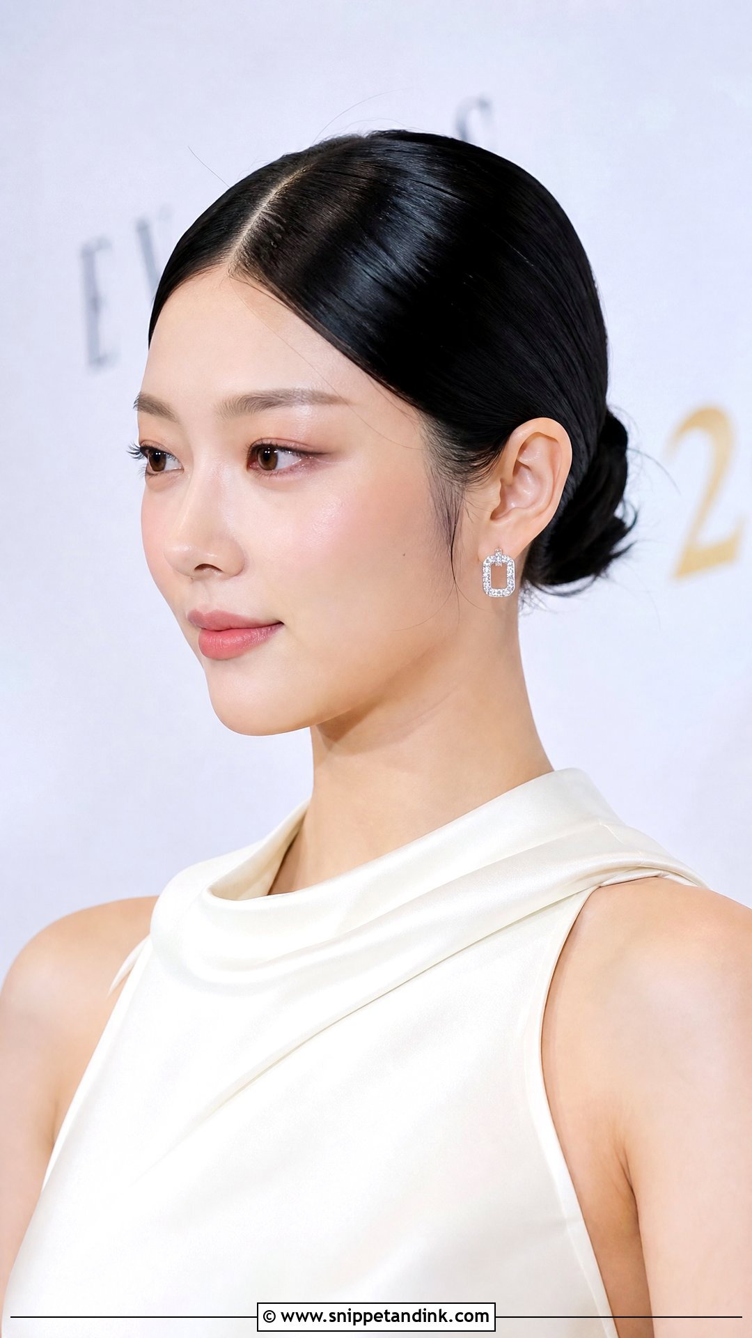 Sleek Center Parted Updo - Snippet and Ink - 30 Hair for Wedding Guest Ideas