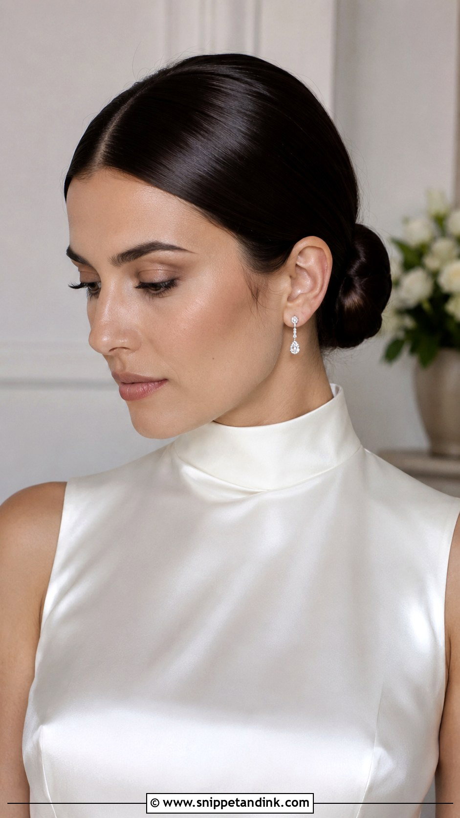 Sleek Chignon For High Neck Wedding Dress - Snippet and Ink - 20 High Neck Wedding Hairstyles