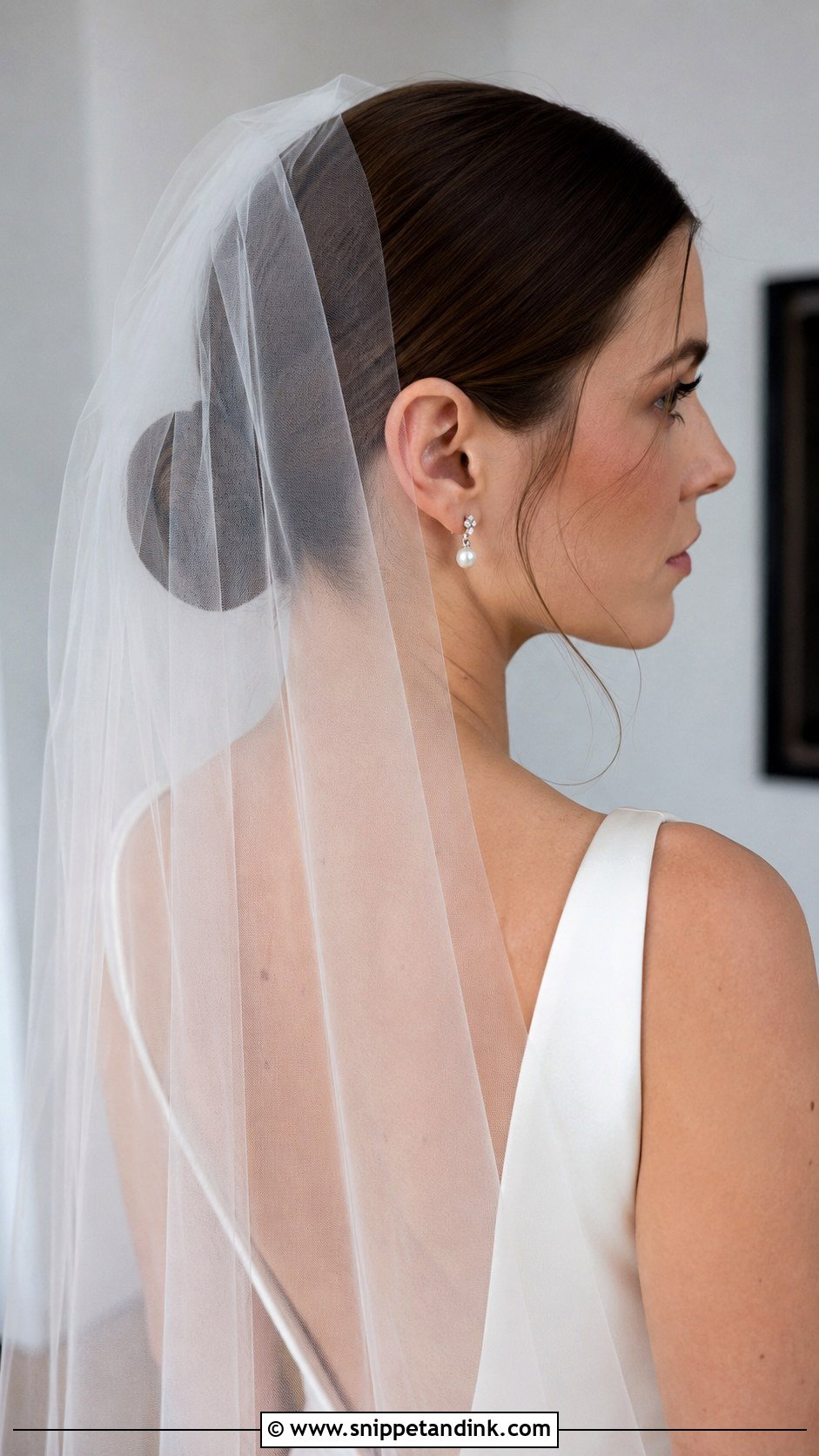 Sleek Chignon With Blusher Veil - Snippet and Ink - 25 Updo with Veil Ideas
