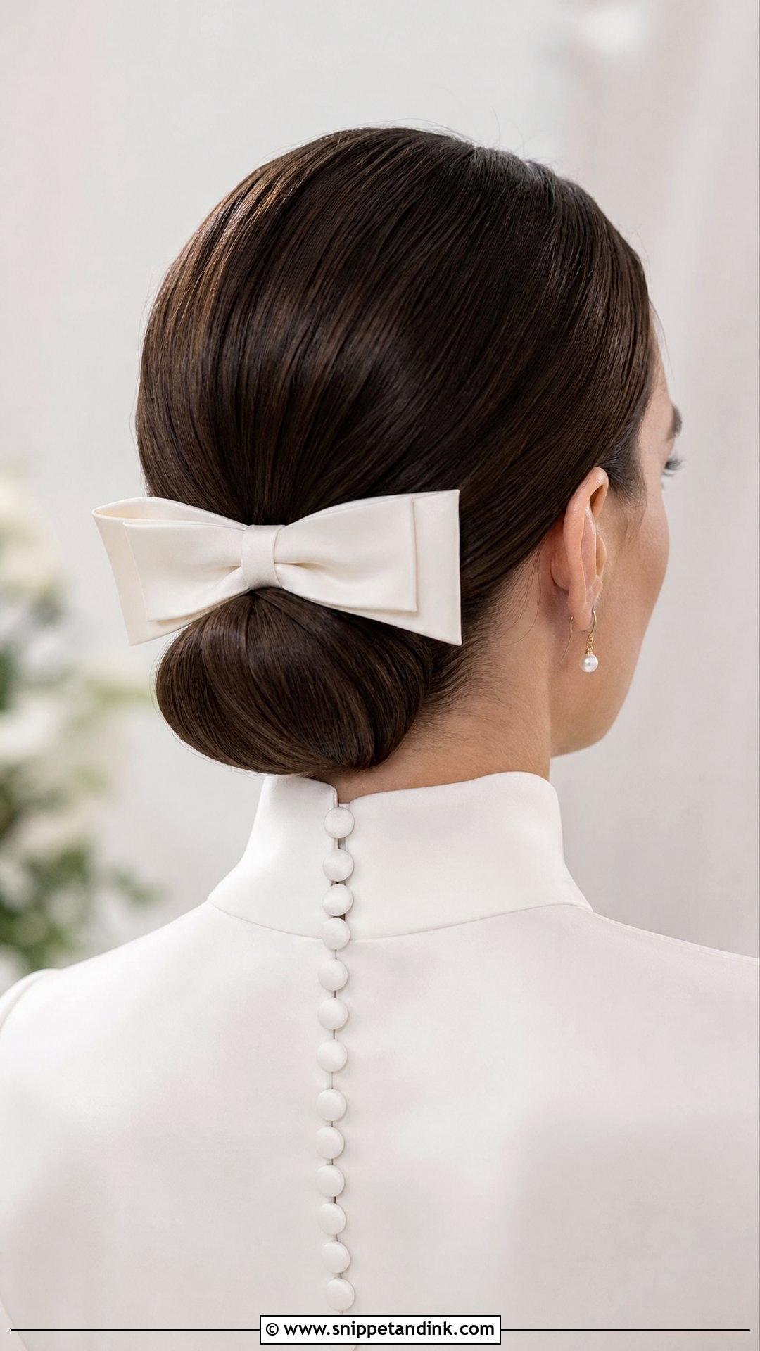 Sleek Chignon With Bow - Snippet and Ink - 15 Bow Wedding Hairstyle Ideas