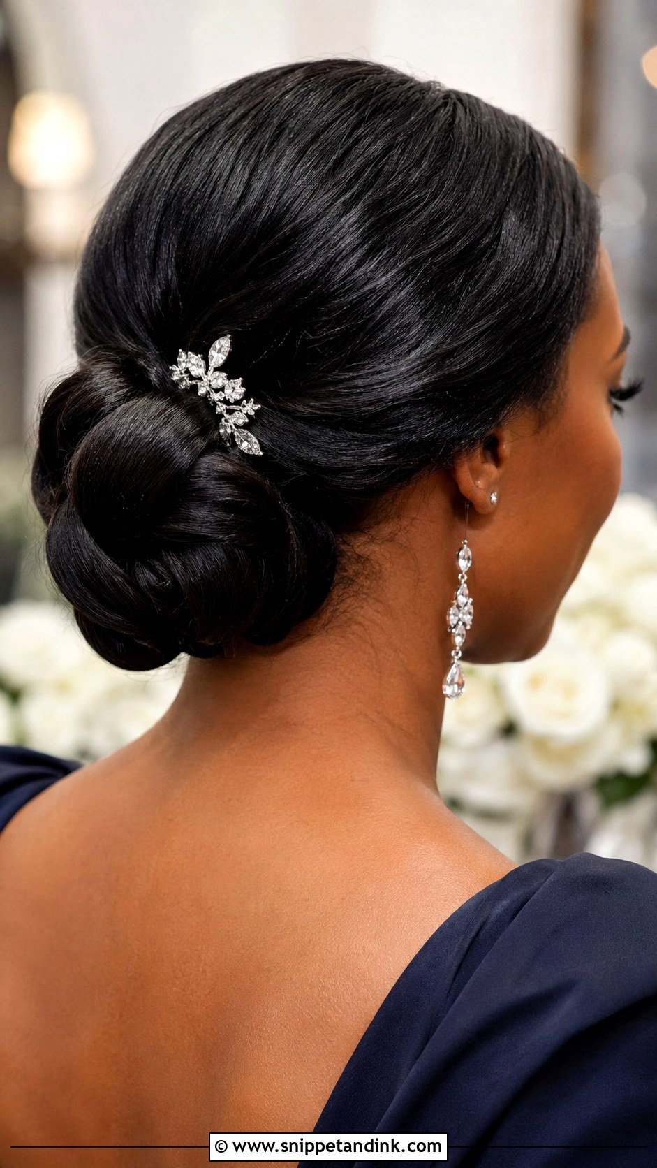Sleek Chignon for Black Women - Snippet and Ink - 25 Wedding Guest Hairstyles Black Women