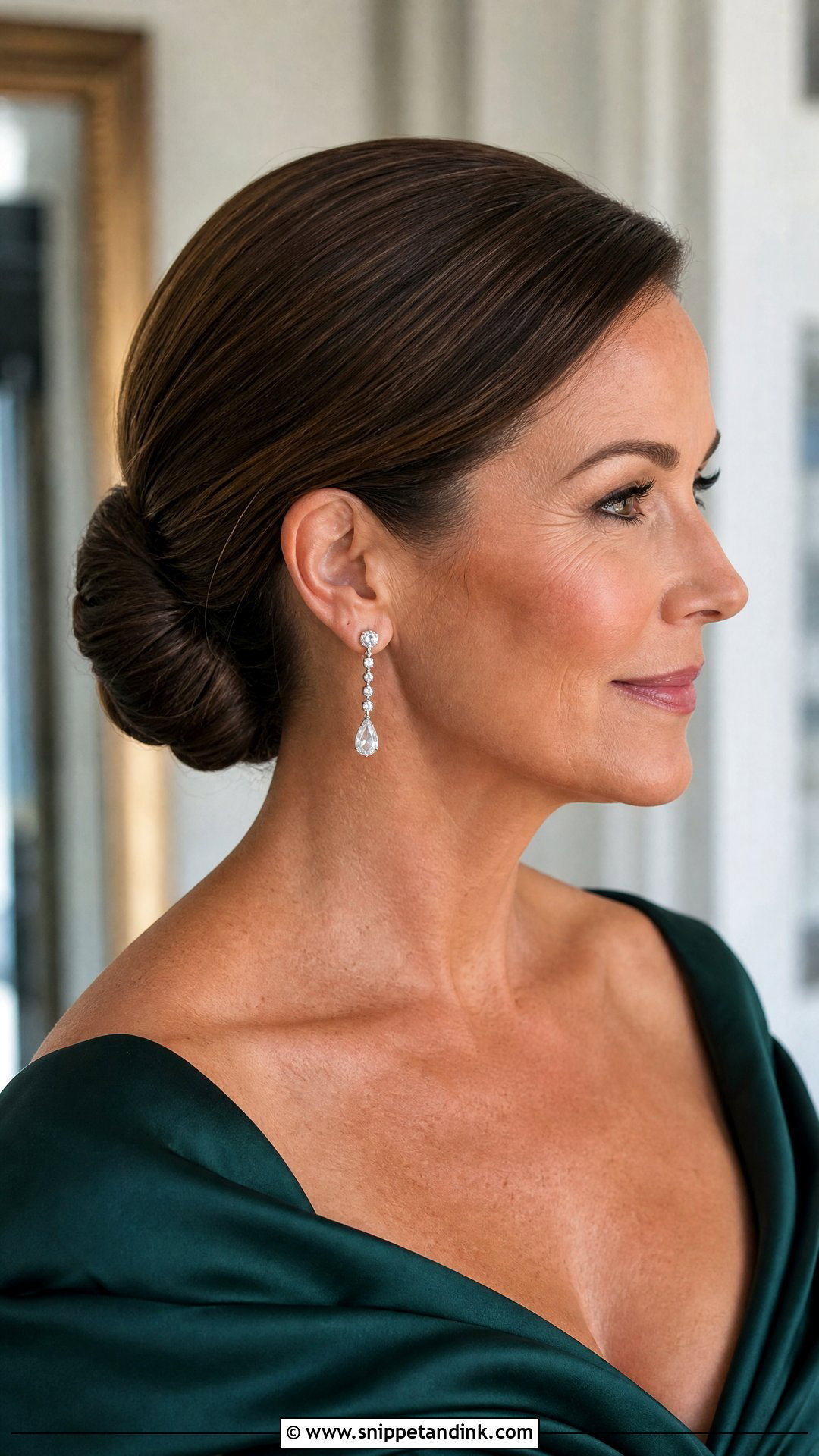 Sleek Chignon for Mother of the Groom - Snippet and Ink - 20 Mother Hairstyles for Wedding