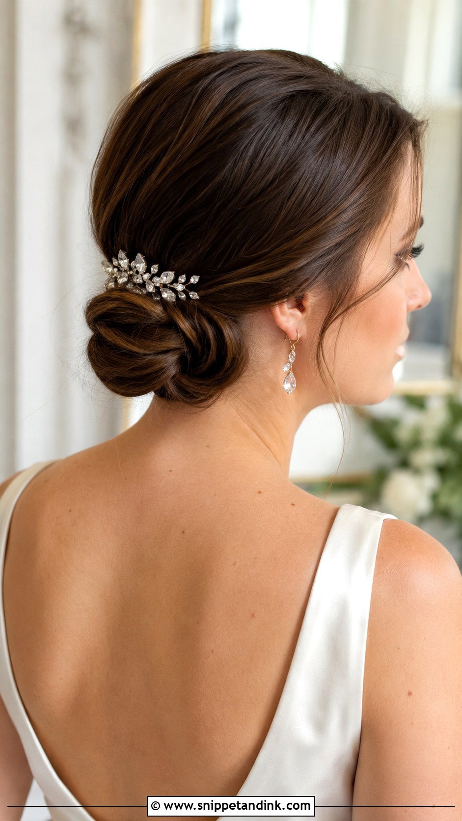 Sleek Chignon for Short Hair - Snippet and Ink - 25 Wedding Hair for Short Hair Ideas
