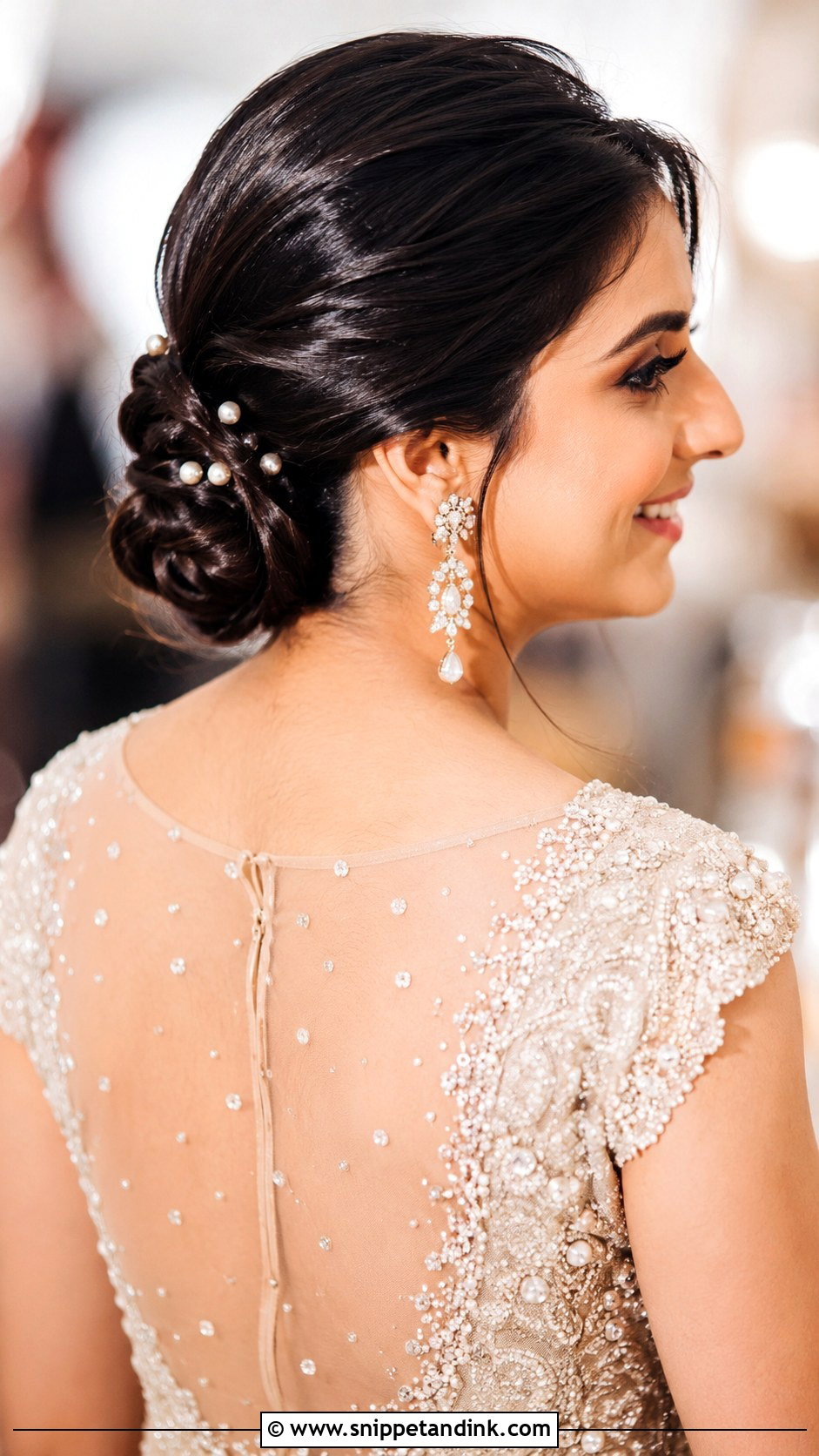 Sleek Chignon for Wedding Reception - Snippet and Ink - 30 Indian Bridal Dulhan Hairstyles