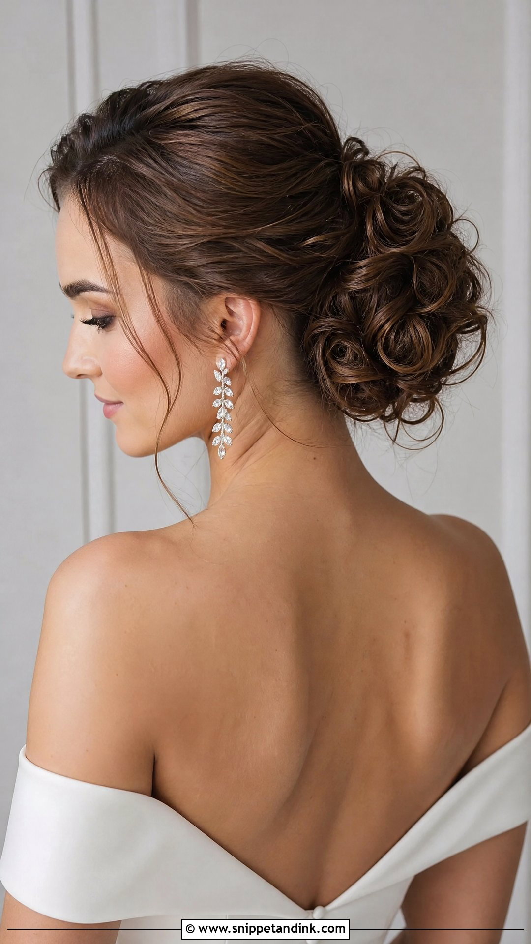 Sleek Curly Bun Wedding Hairstyle - Snippet and Ink - 20 Curly Bun Wedding Hairstyles