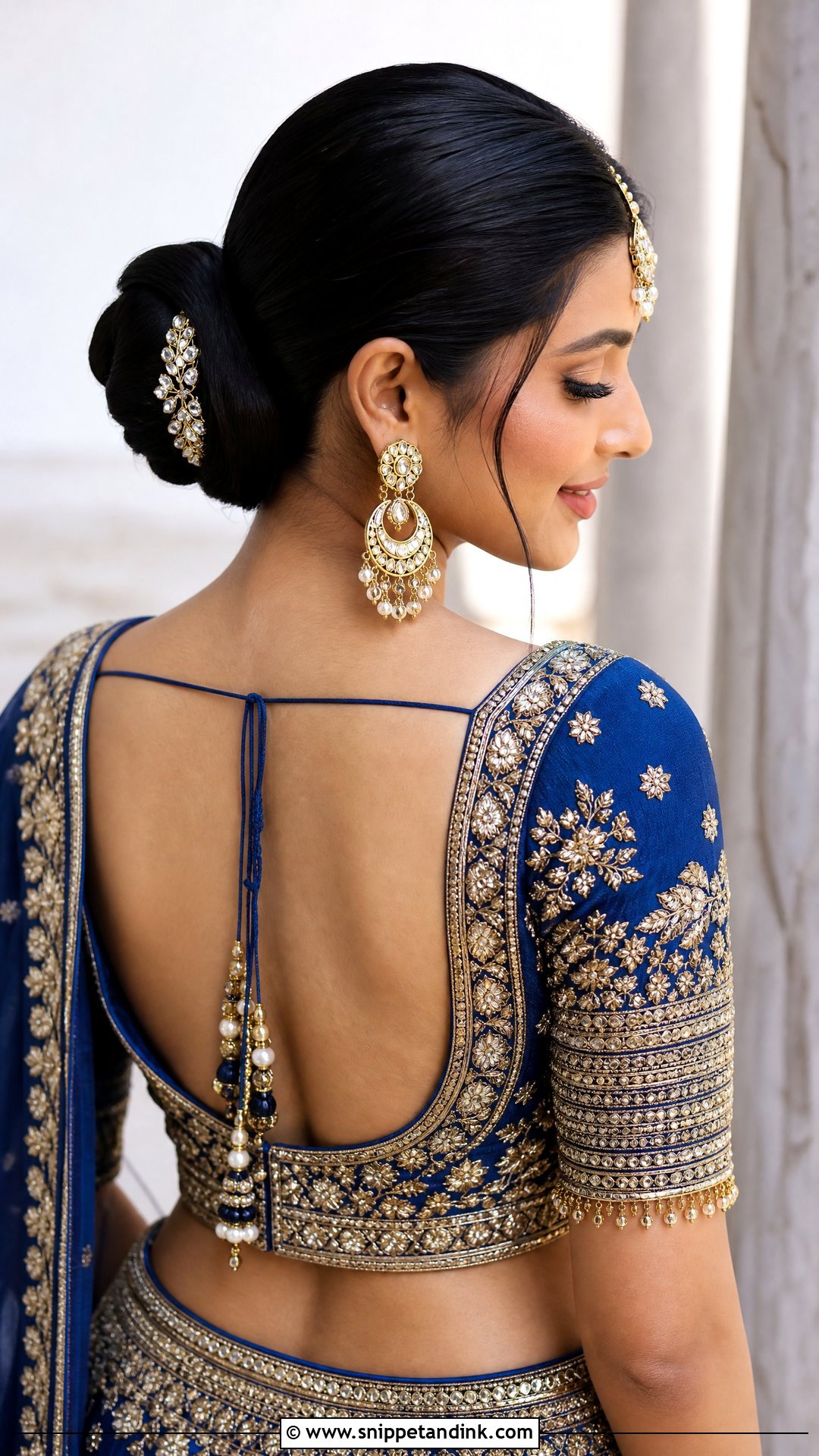 Sleek Donut Bun With Lehenga - Snippet and Ink - 20 Hairstyle with Lehnga on Wedding Ideas