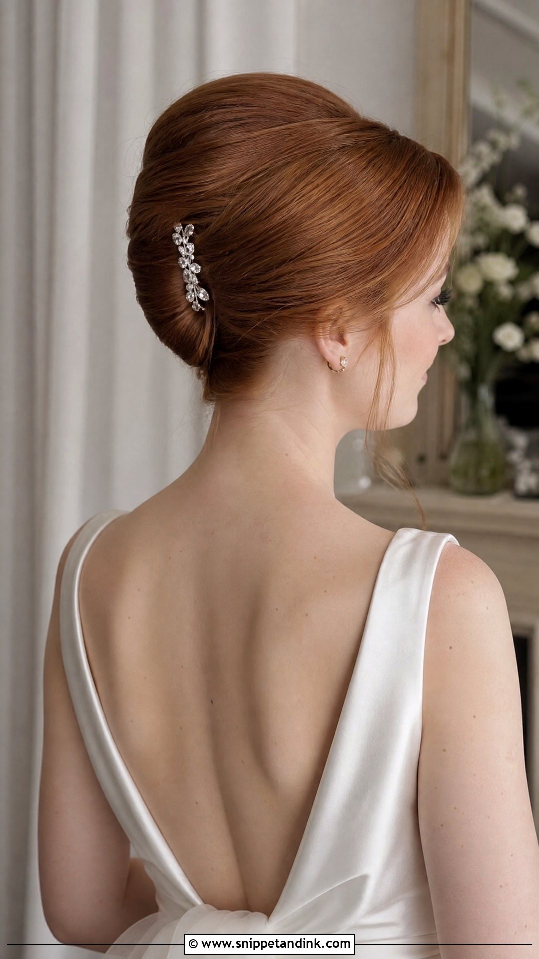 Sleek French Twist for Short Hair - Snippet and Ink - 20 Short Hair Wedding Updo Ideas