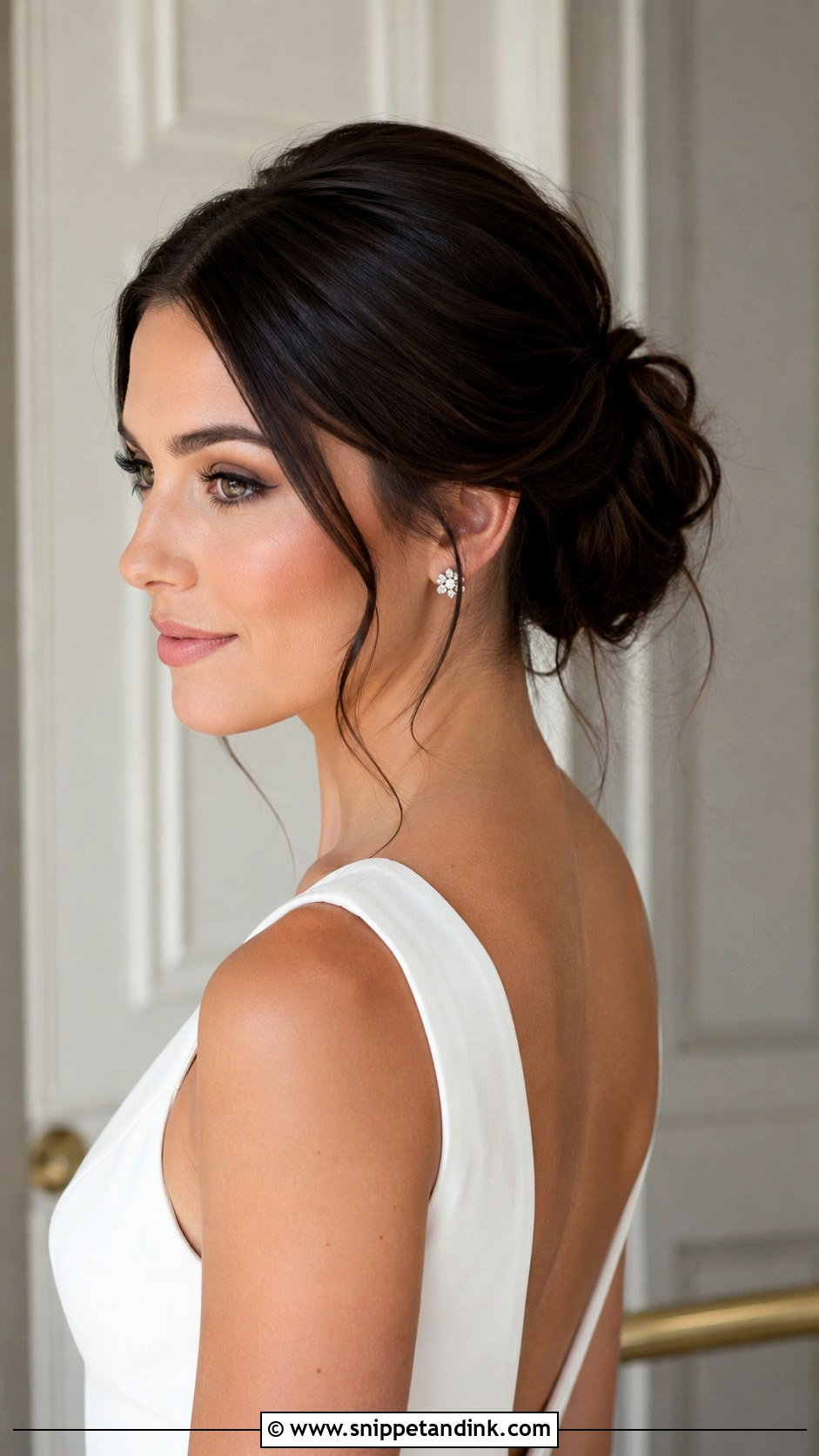 Sleek Front Messy Back Bun - Snippet and Ink - 20 Messy Bun Wedding Hairstyles