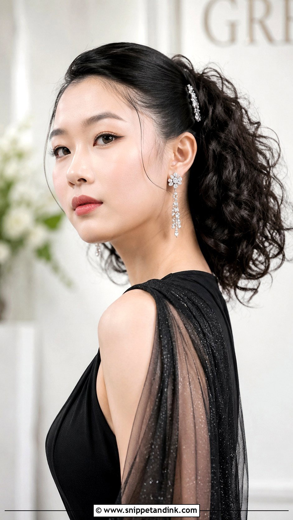 Sleek Front With Curly Back - Snippet and Ink - 20 Wedding Guest Hair Curly Ideas
