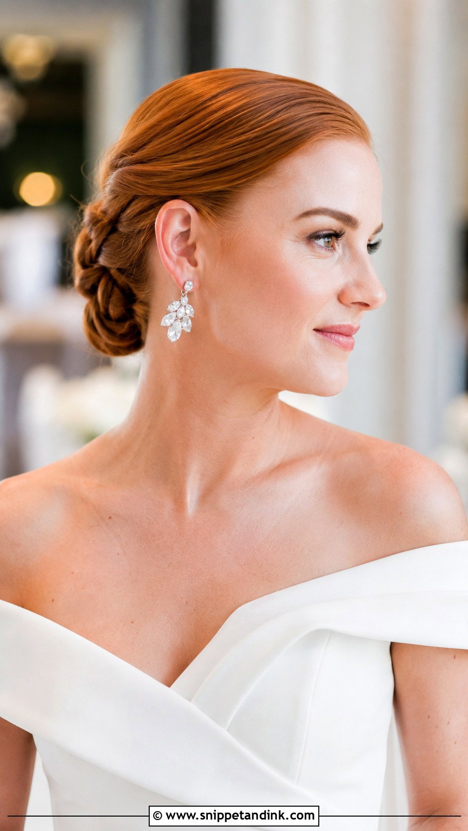 Sleek Ginger Updo for Brides - Snippet and Ink - 25 Ginger Wedding Hair Ideas