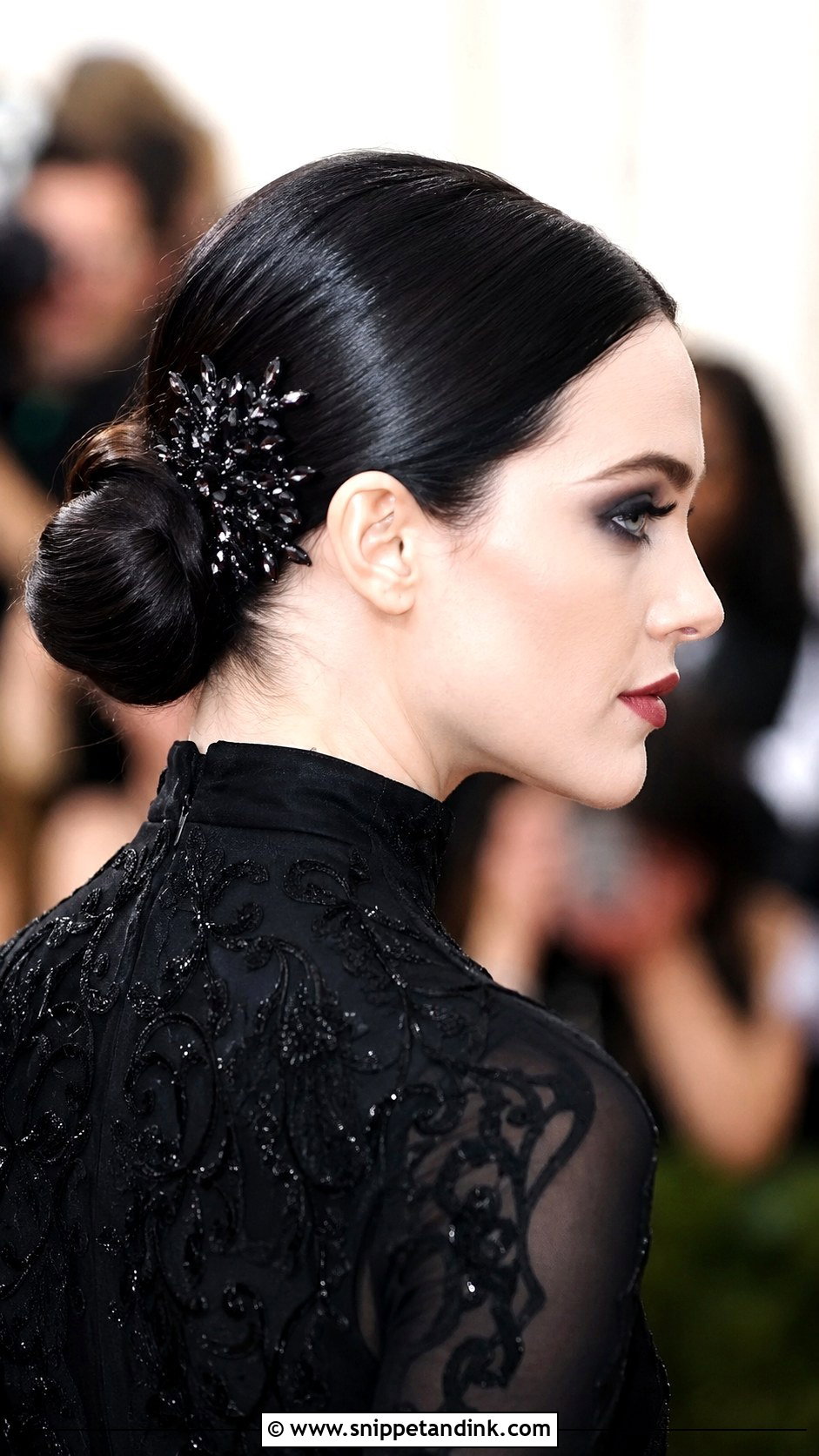 Sleek Gothic Low Bun - Snippet and Ink - 25 Gothic Wedding Hairstyles
