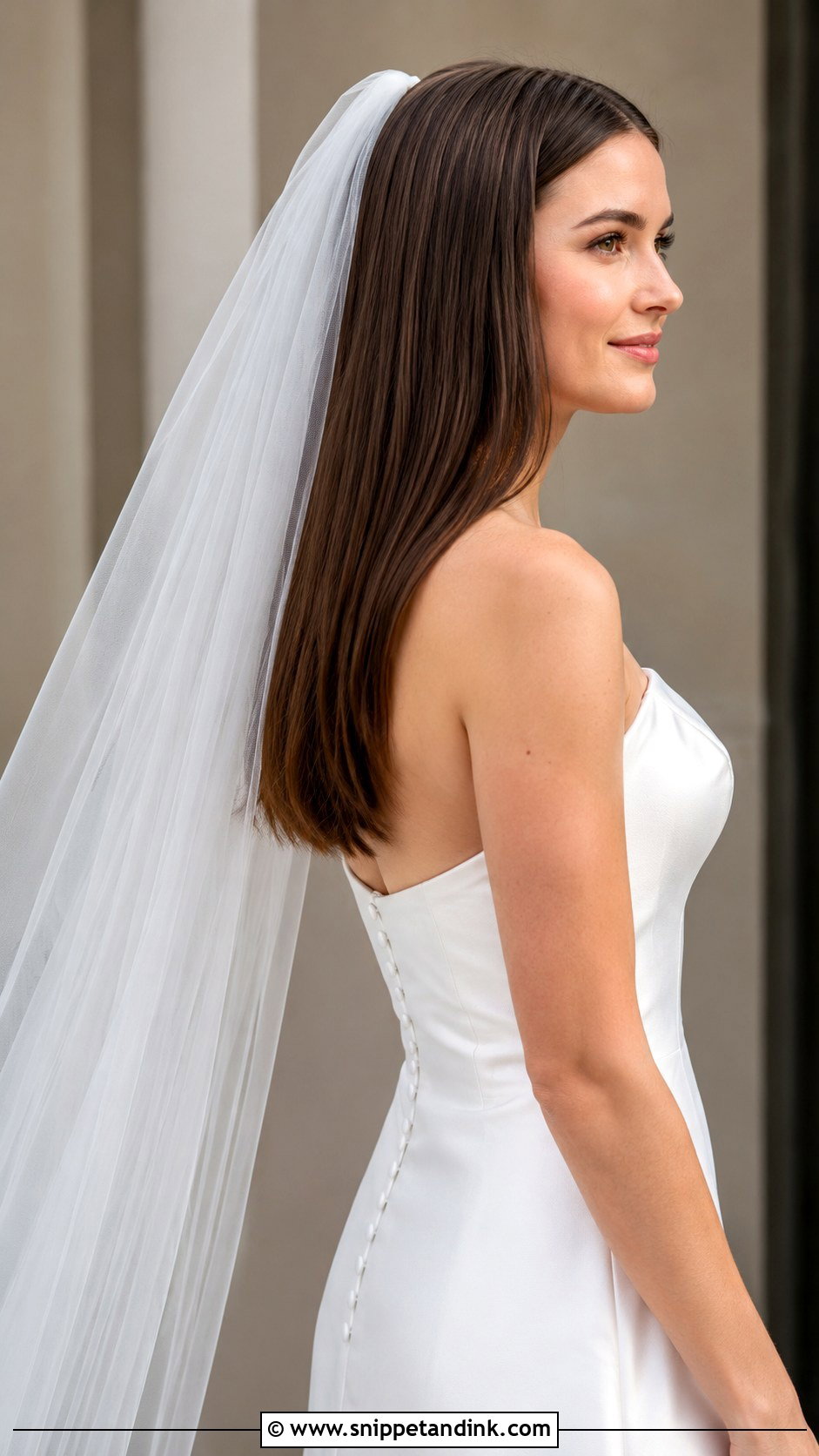 Sleek Hair With a Veil - Snippet and Ink - 20 Sleek Wedding Hair Down Ideas