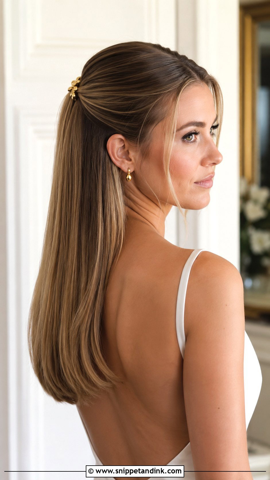 Sleek Half Pony Wedding Hairstyle - Snippet and Ink - 20 Half Pony Hairstyles for Wedding