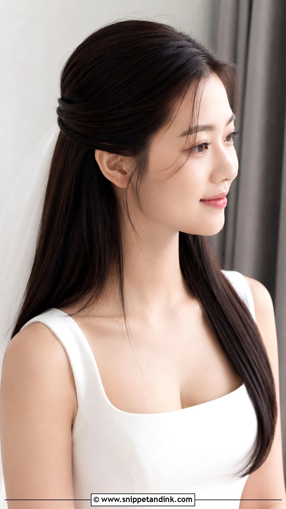 Sleek Half Up Bridal Hair - Snippet and Ink - 20 Clean Bridal Hair Ideas