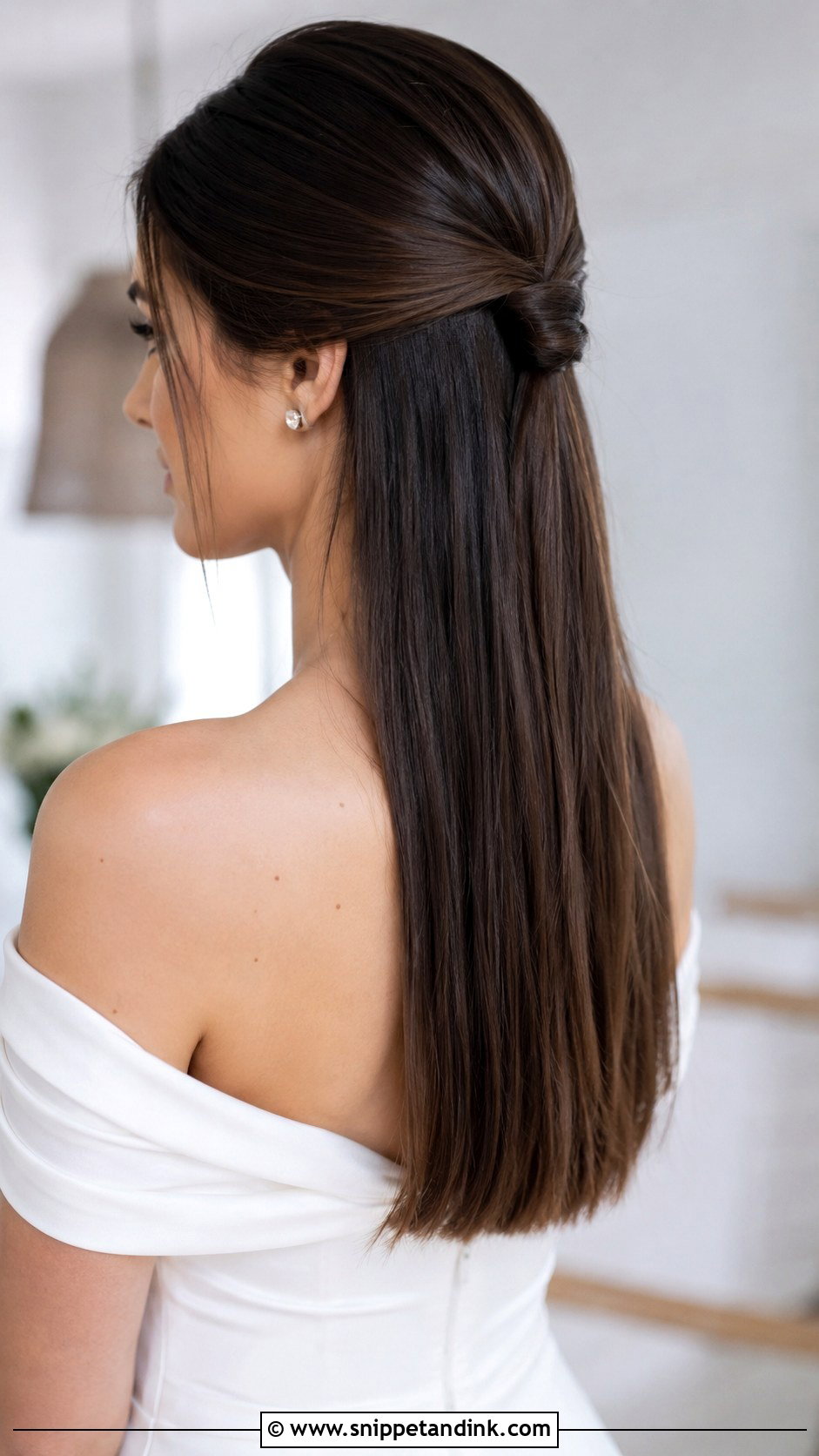 Sleek Half Up Bridal Hair - Snippet and Ink - 35 Half-Up Bridal Hair Ideas
