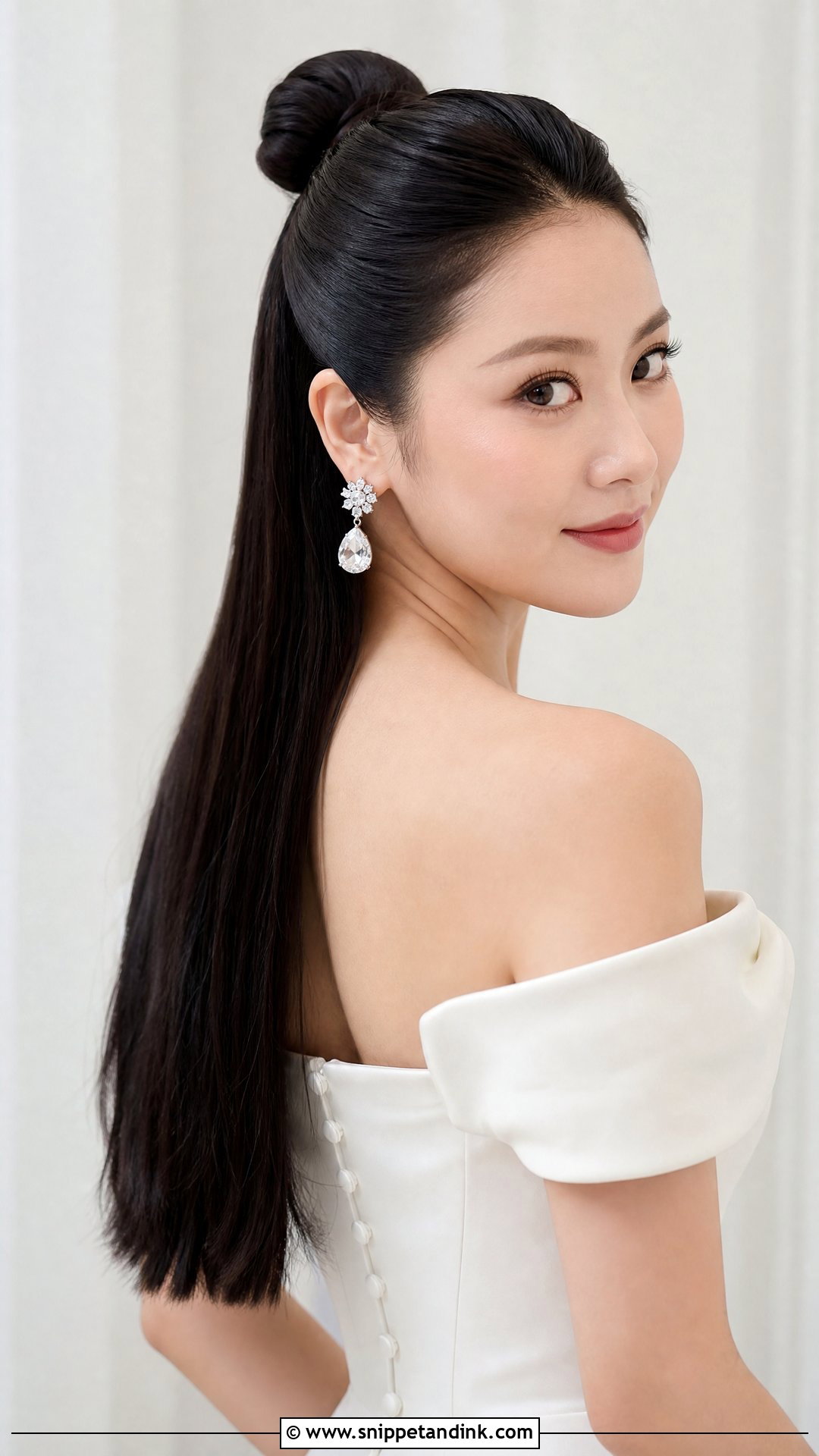 Sleek Half Up Bridal Hairstyle - Snippet and Ink - 20 Half-Up Bridal Hairstyles for Long Hair