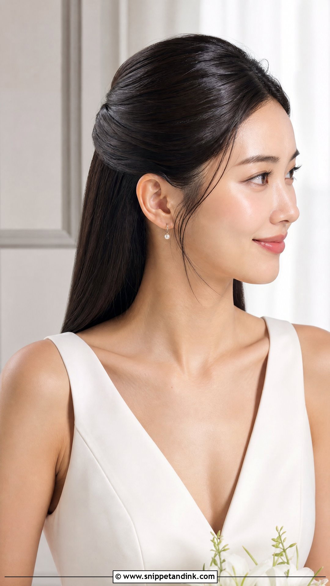 Sleek Half Up Bridal Hairstyle - Snippet and Ink - 20 Half-Up Bridal Hairstyles