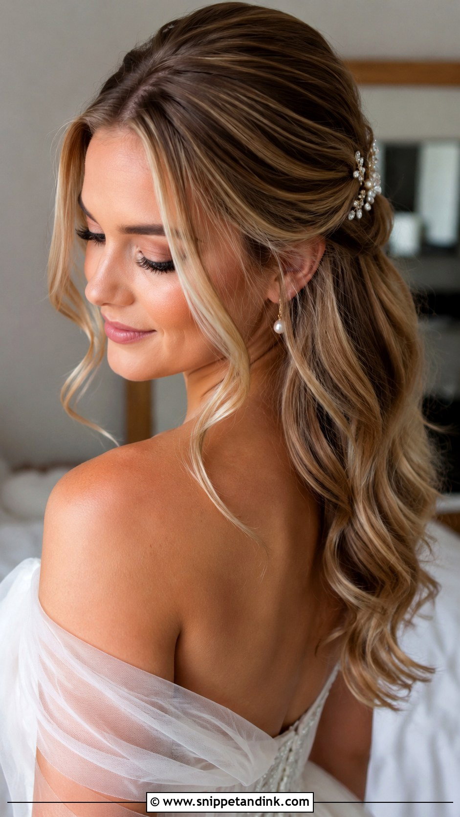 Sleek Half Up Bridal Hairstyle - Snippet and Ink - 15 Sleek Bridal Hairstyles