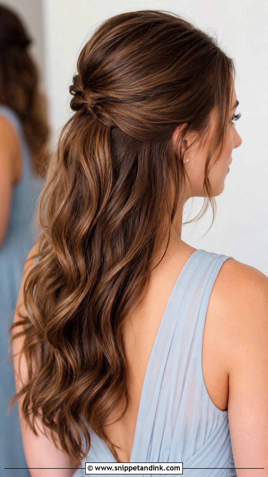 Sleek Half Up Bridesmaid Hair - Snippet and Ink - 20 Sleek Bridesmaid Hair Ideas